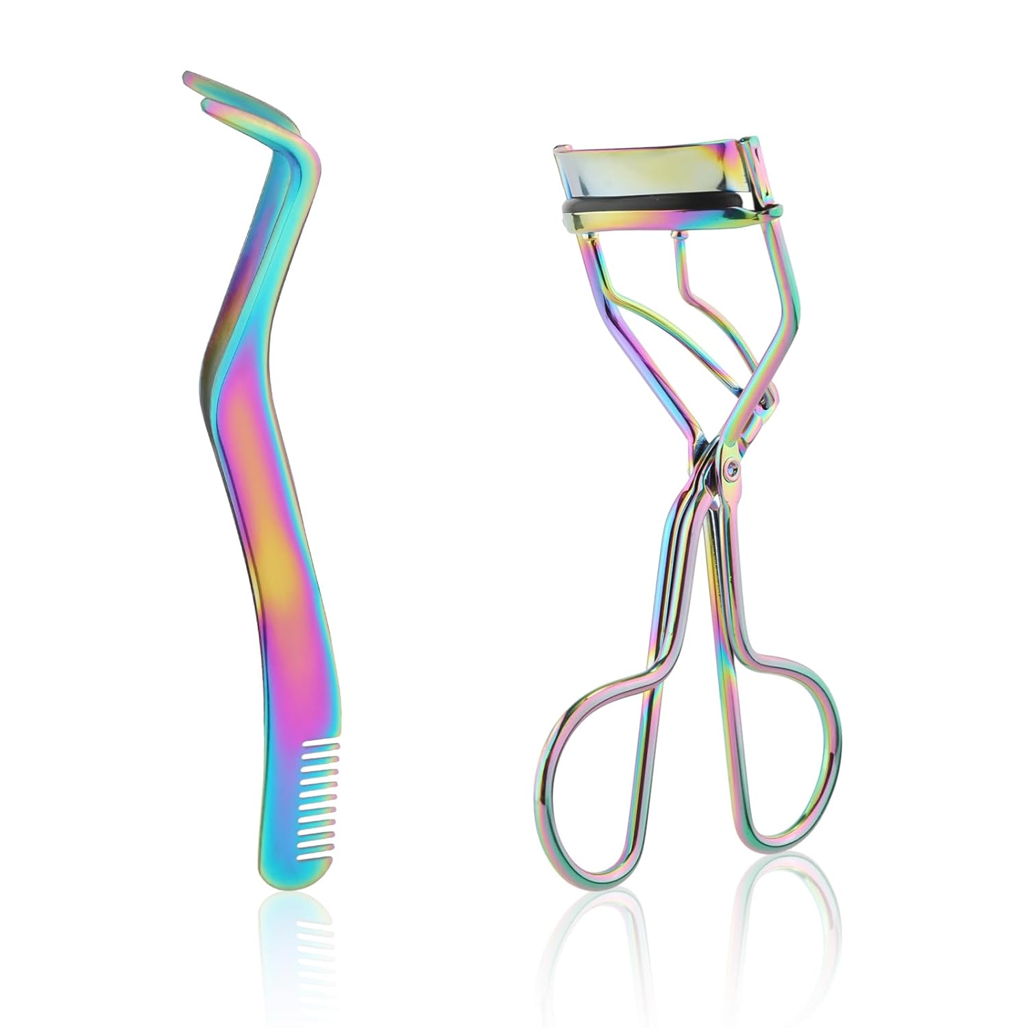 BOXOB Eyelash Pliers Tweezers Set, 2-in-1 Stainless Steel Eyelash Tweezers with Eyelash Curler, False Eyelash Applicator for Women Girls Makeup Beginners & Makeup Artists (Colourful)