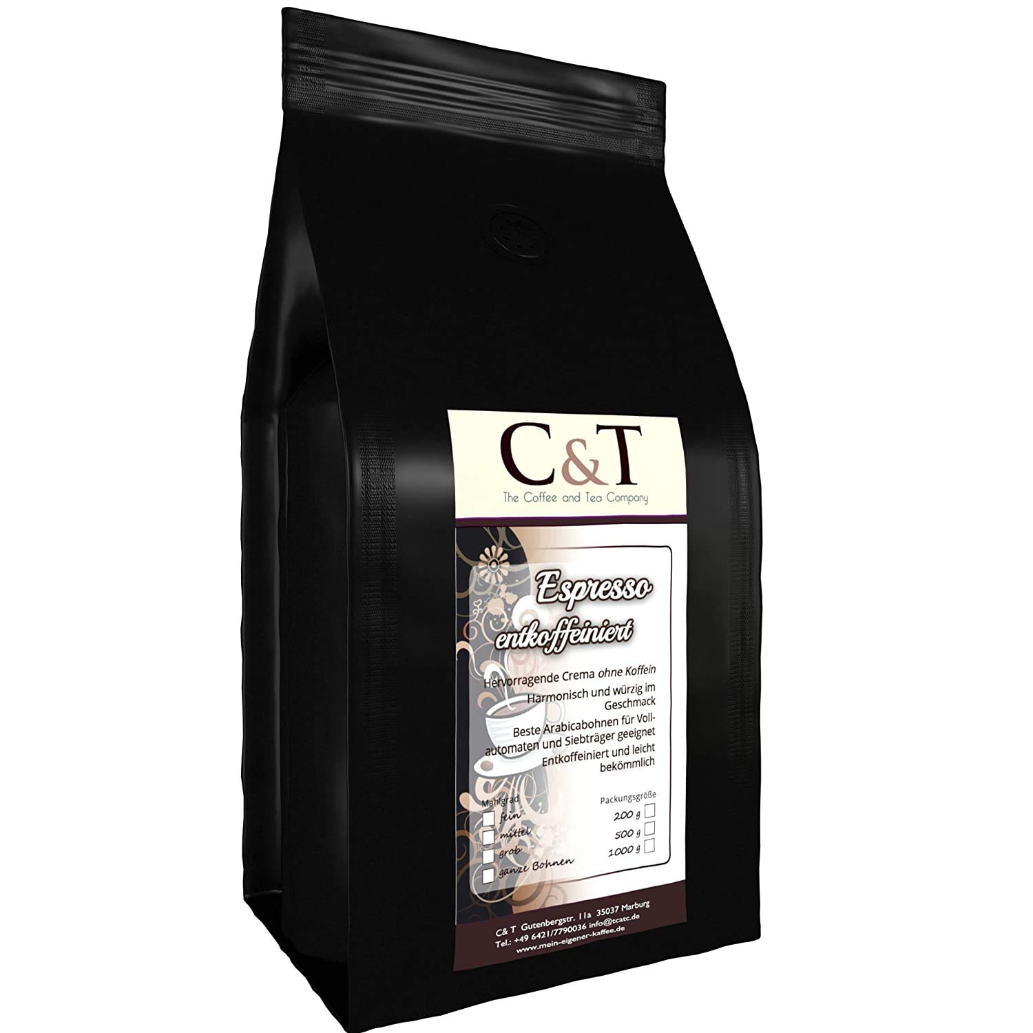 Markenkaffee Cafe Crema Filter Coffee Decaffeinated 3 x 500 g Ground for Filters Freshly Roasted with Aroma Protection Valve