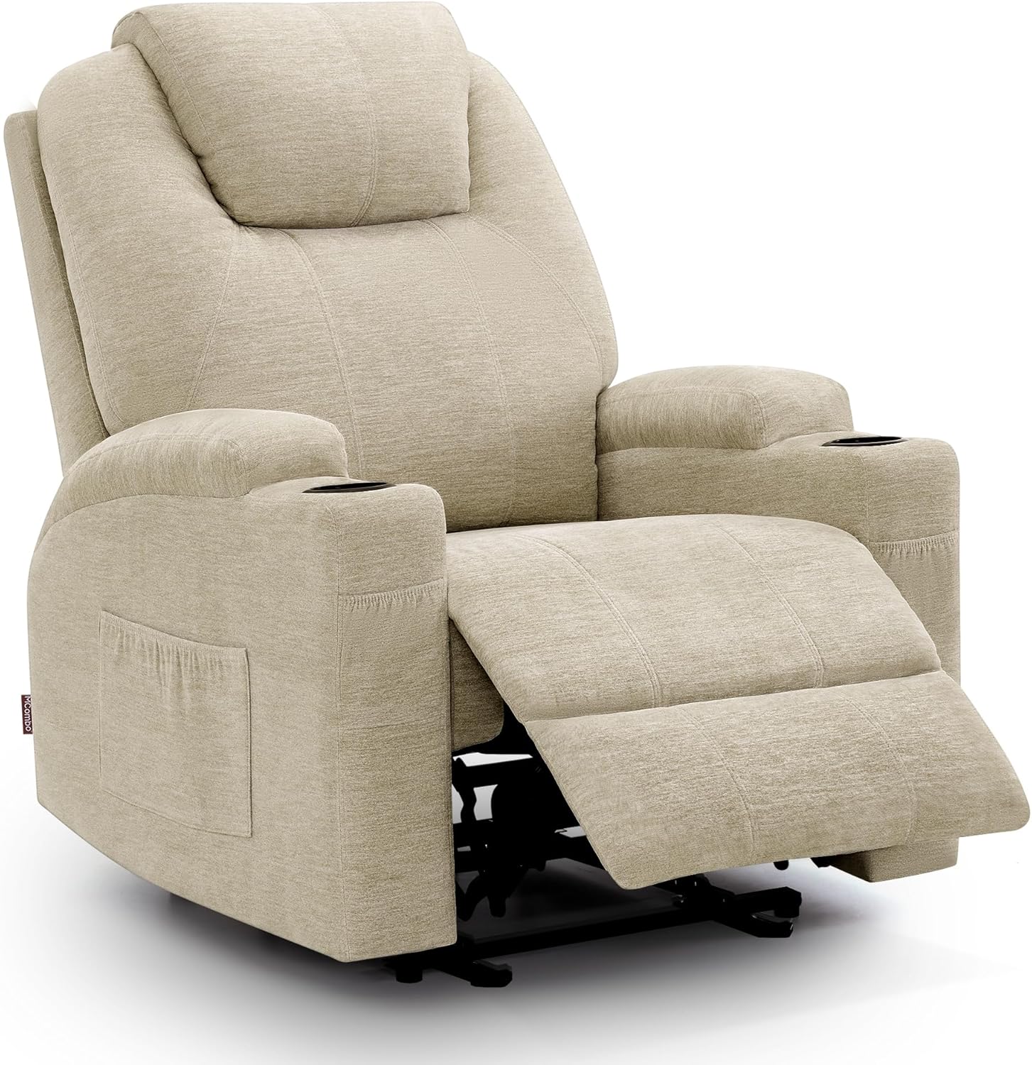 MCombo Store M MCombo 7061 Electric Recliner Chair Massage Chair TV Chair Reclining Function Vibration Heating (Beige Fabric)