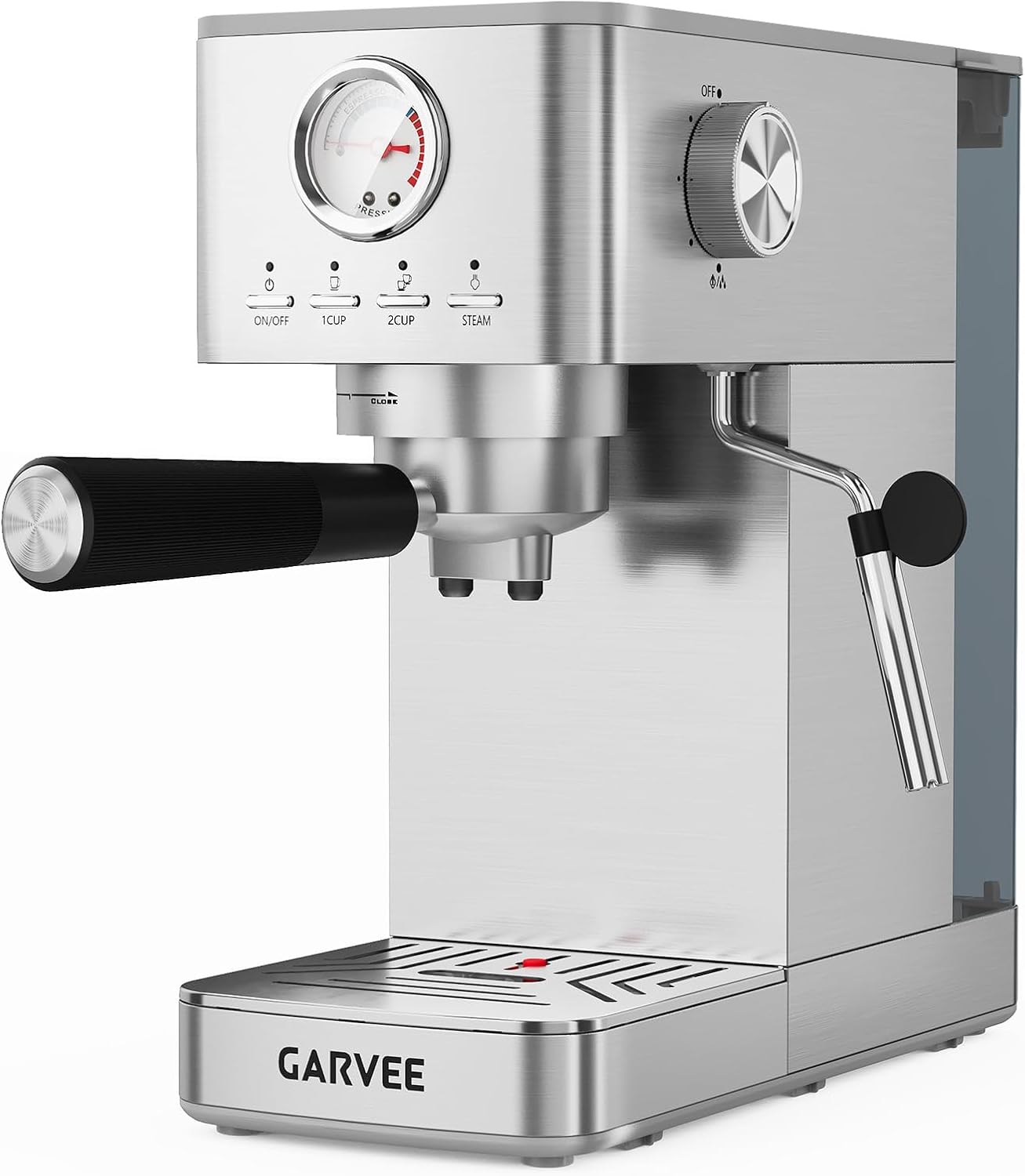 Towallmark Espresso Machine Portafilter 1300 W, Semi-Automatic, 1-2 Cups, Removable Water Tank, Milk Frother, Pressure Display, Compact & Quick Preheated