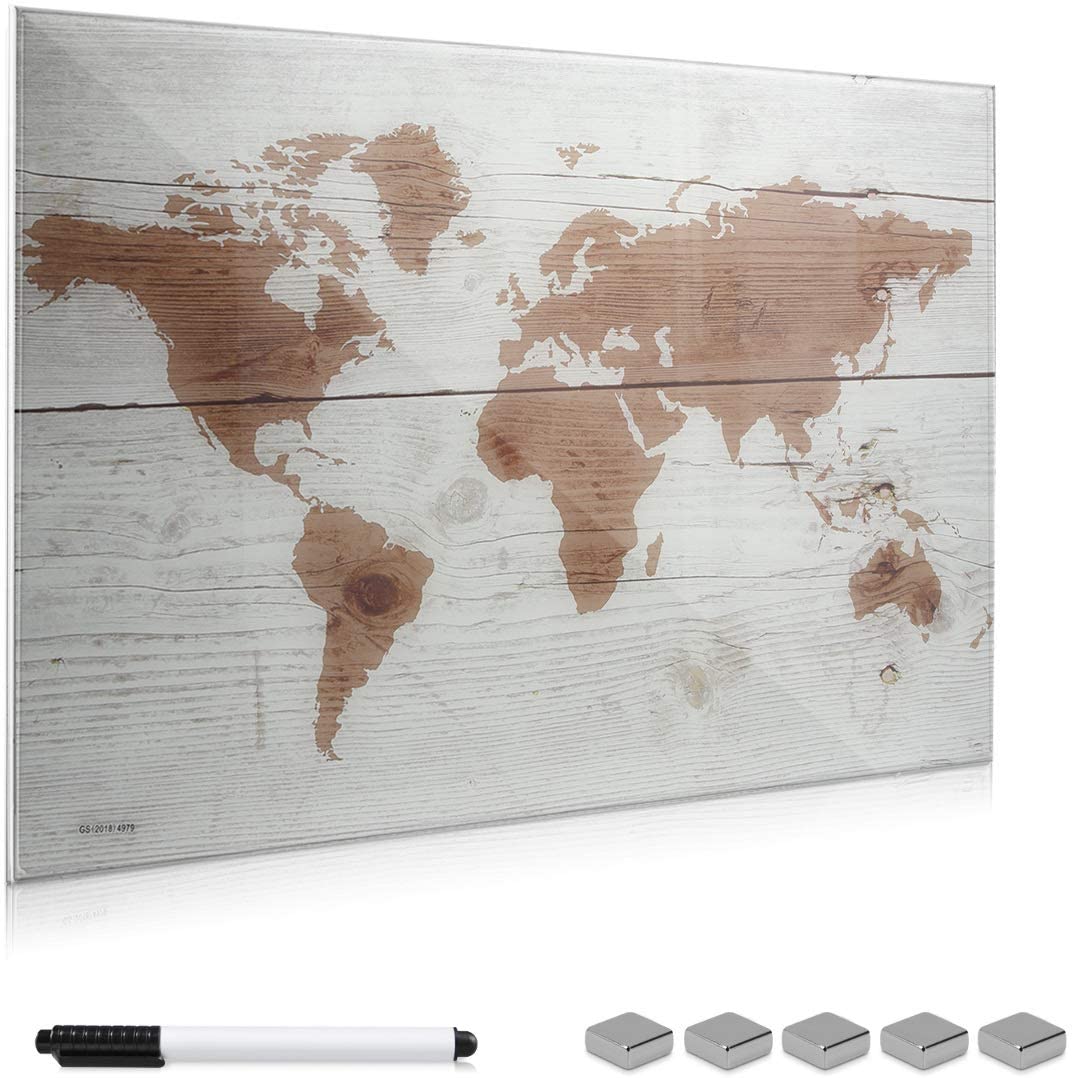 Navaris Magnetic Memo Board Made Of Glass, Magnetic Board, 90 X 60 Cm, For 