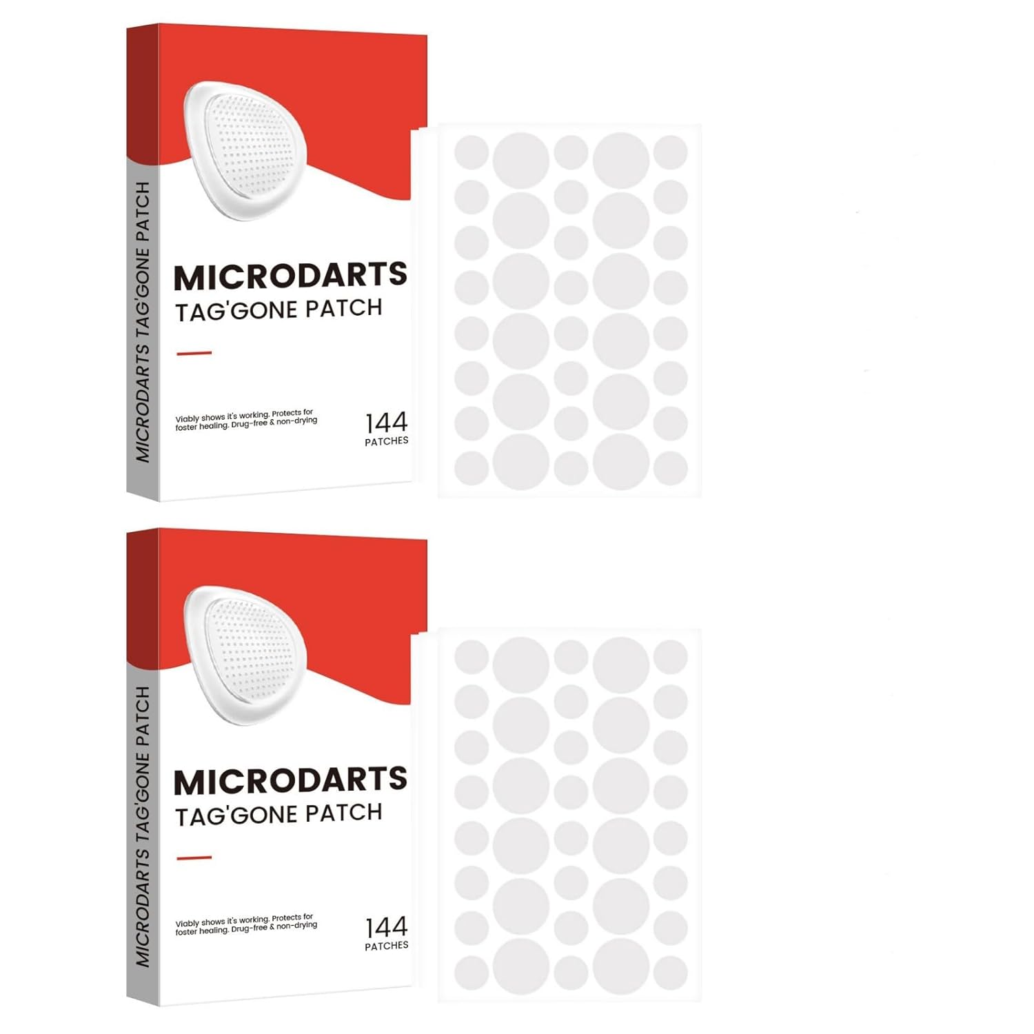 Microdarts Tag\'Gone Skin Patches, Microdart Plasters for Skin Appendages Removal, Pimple Patches, Anti Pimple Patches, Microdarts Tag\'Gone Patch for Face Blemishes, 2 Boxes