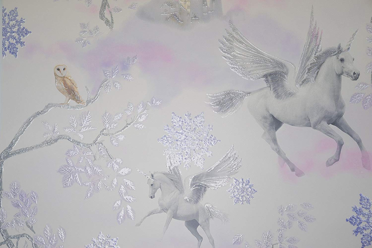 Newroom Design Newroom Purple White Glitter Girl Unicorn Pink Paper Wallpaper For Children