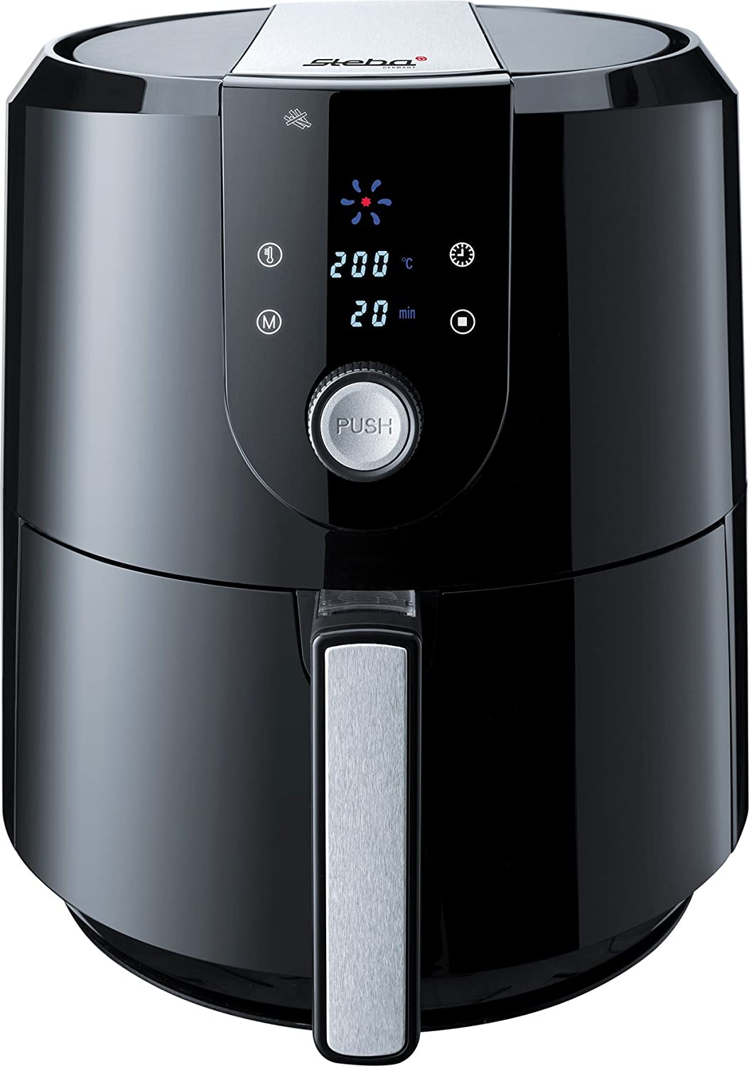 Steba HF 5000 XL Hot Air Fryer 5.2 Litre Capacity Non-Stick Coating Deep Fryer Basket with Keeping Warm Function 7 Automatic Programmes 1800 Watt