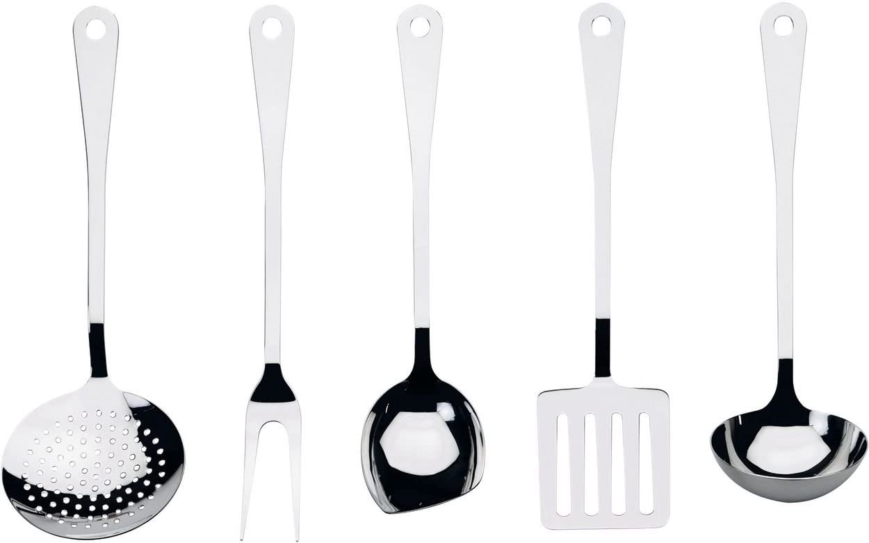 A di Alessi Knifeforkspoon Kitchen Ladle, Polished, (AJM19/50 L)