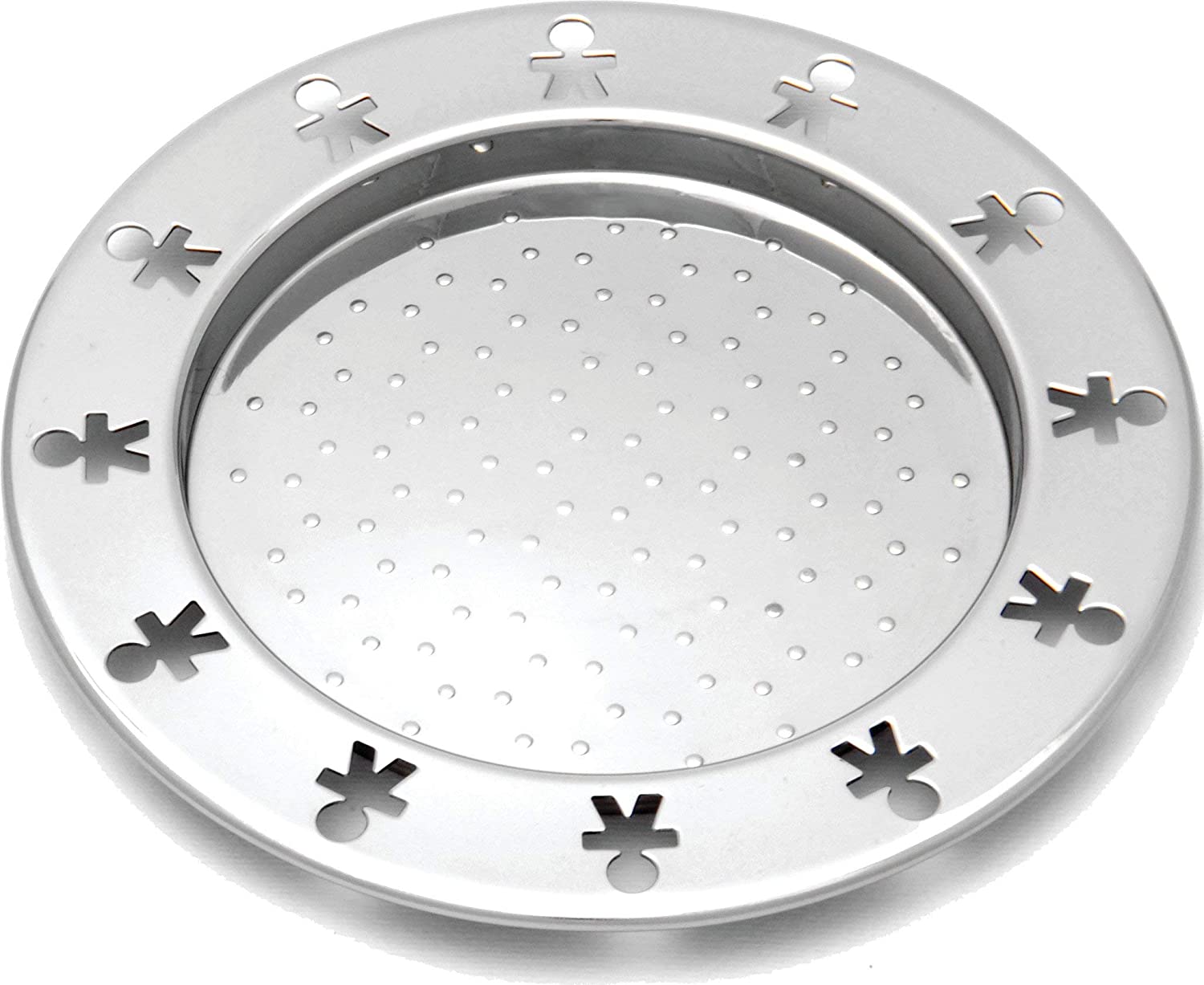 A Di Alessi Mini Girotondo Antisuction Bottle Coaster in 18/10 Stainless Steel Mirror Polished, Set of 2