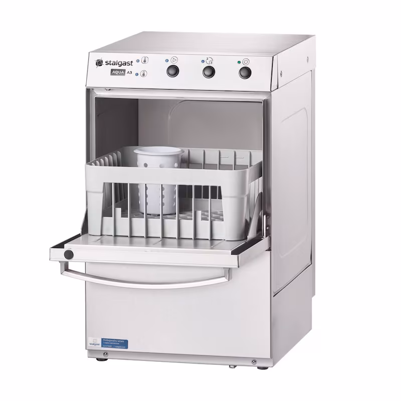A&S Gastro glasswasher including rinse aid and detergent dosing pump, 230V, 2.77 kW