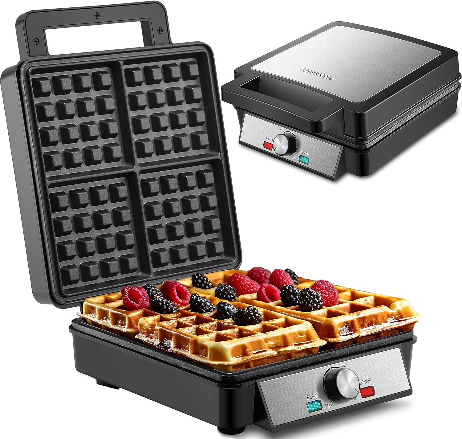 Steinborg XXL 4 Waffle Irons 1200 Watt Waffle Maker Panini Grill Waffle Toaster Electric Grill XXL Waffle Maker Waffle Maker Waffle Maker