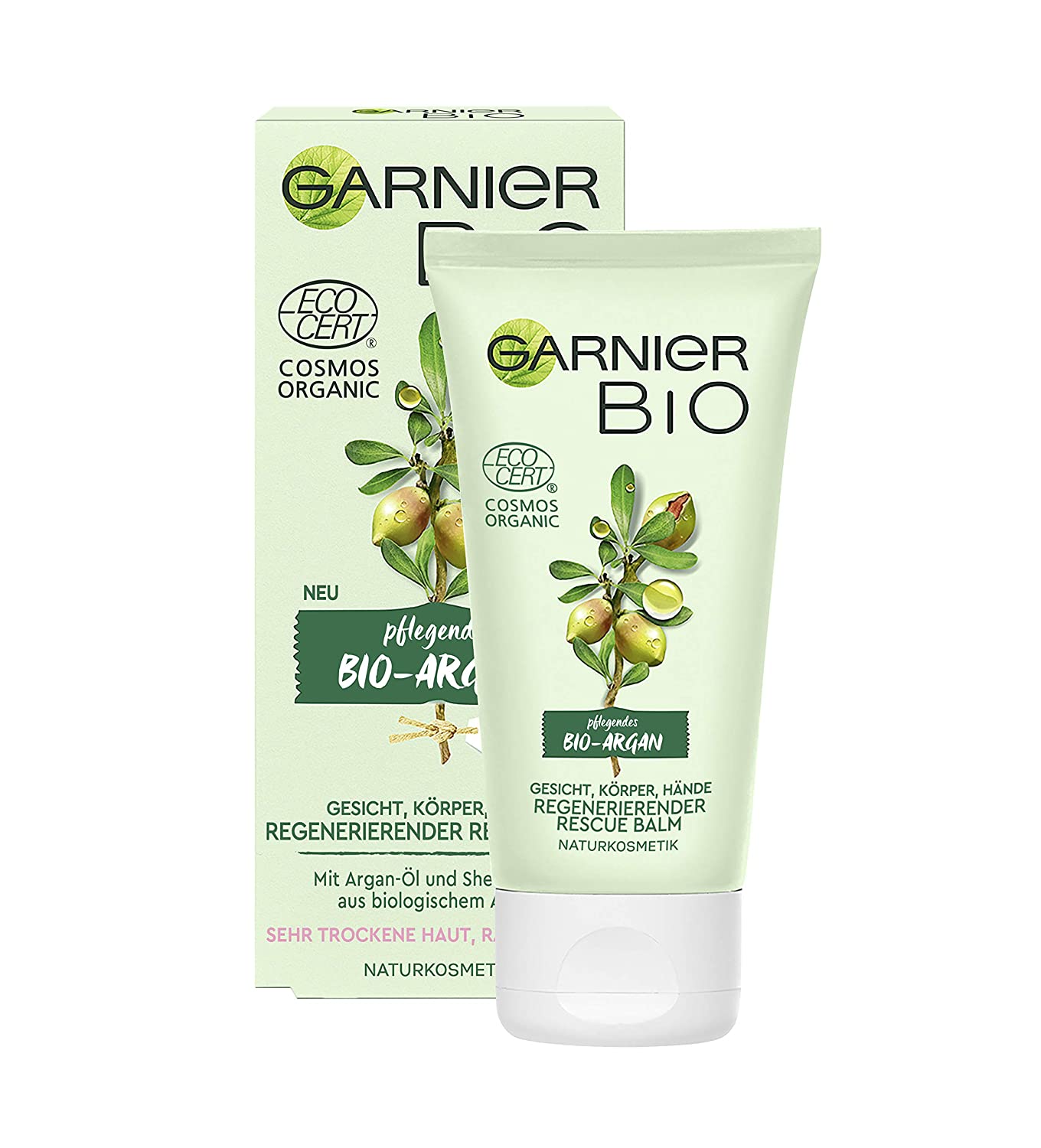 Garnier Organic Regenerating Argan Rescue Balm, Natural Cosmetics, Care and Hand Cream with Argan Oil and Shea Butter, 50 ml