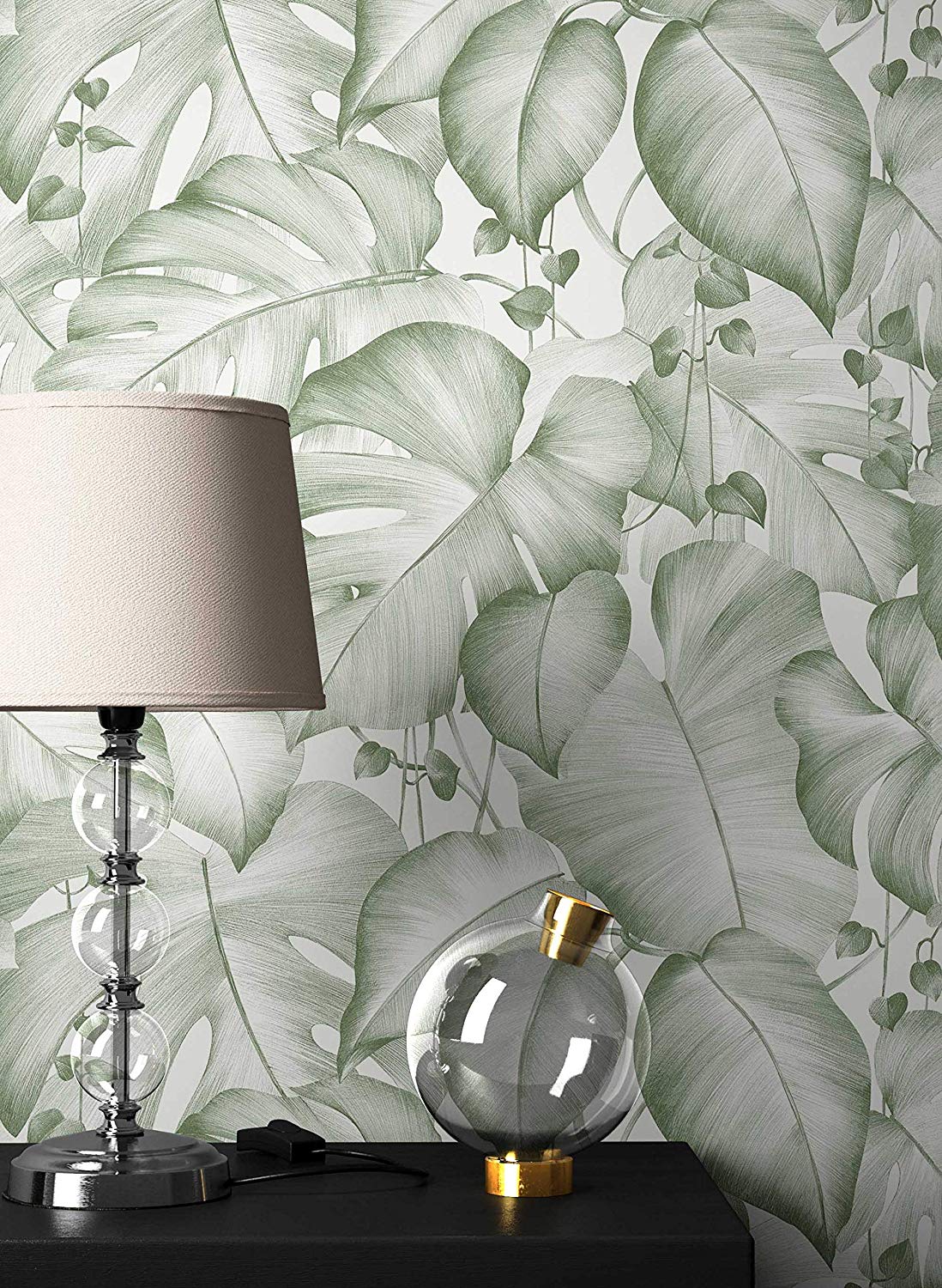 Newroom Design Newroom Flower Wallpaper Brown Leaves Floral Non-Woven Wallpaper Grey Moder