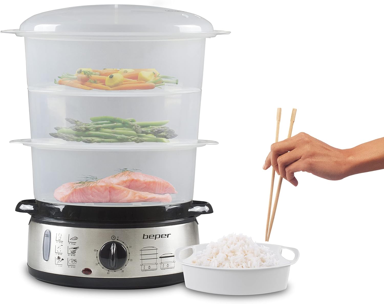 BEPER BC.250 Steamer 9 Litres - Rice Cooker, Steamer, BPA Free