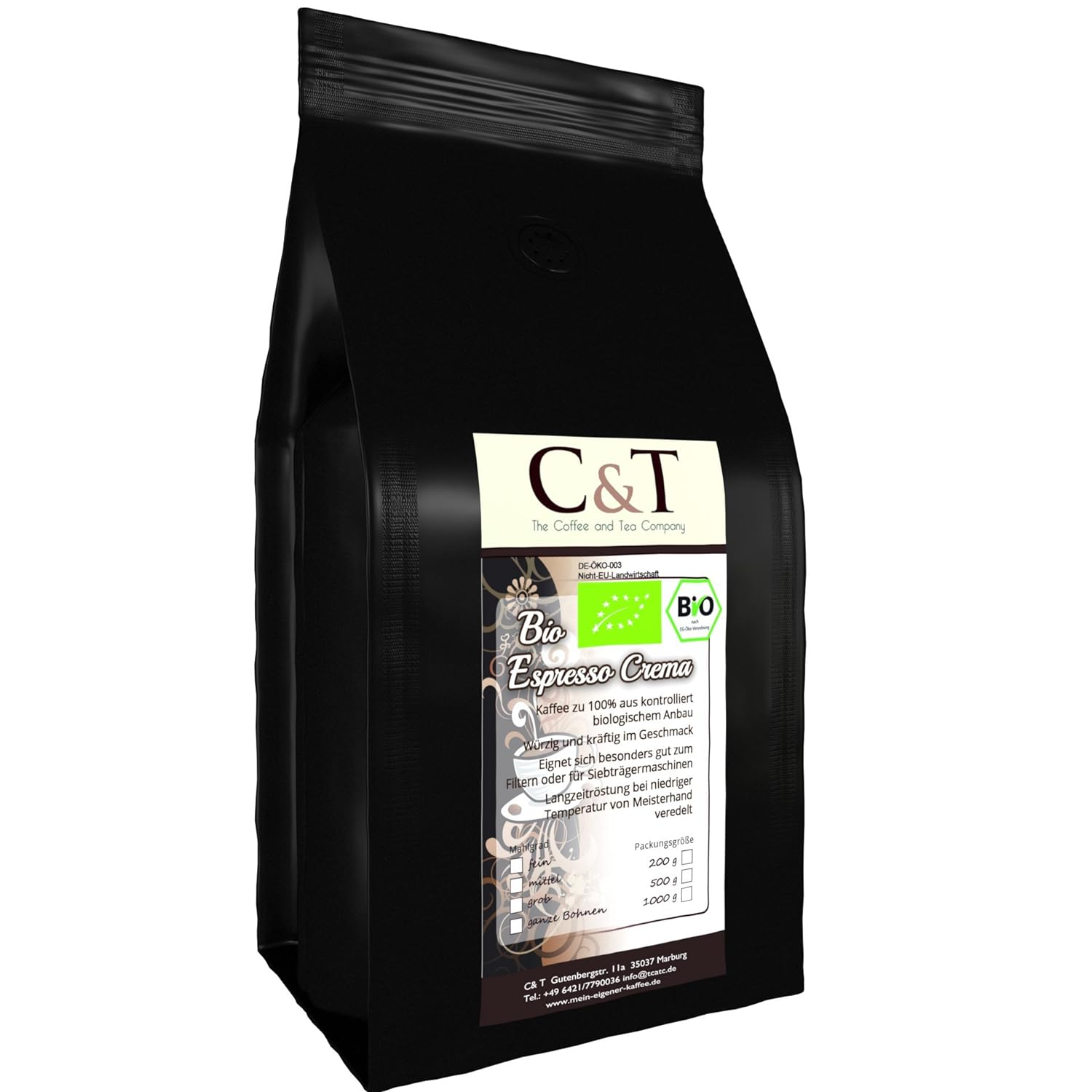 Unsere Kaffees / Espressi Organic Coffee Beans EPSRESSO / Coffee Cream - 8 x 1000 g Whole Bean