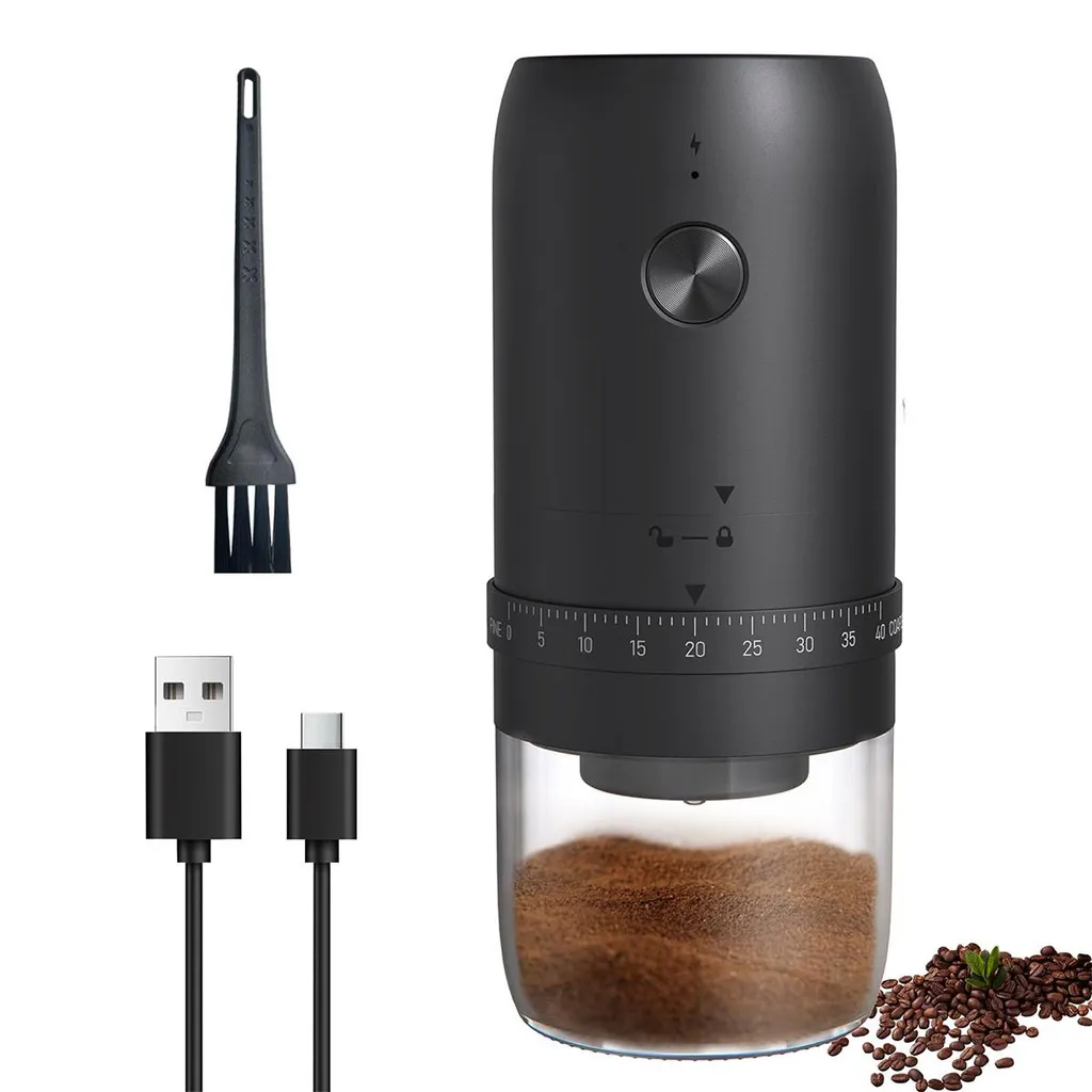 Novzep A3 Coffee Grinder with ceramic burrs, portable grinder mixer, rechargeable, 30 cups per charge, precise grind control, including cleaning brush