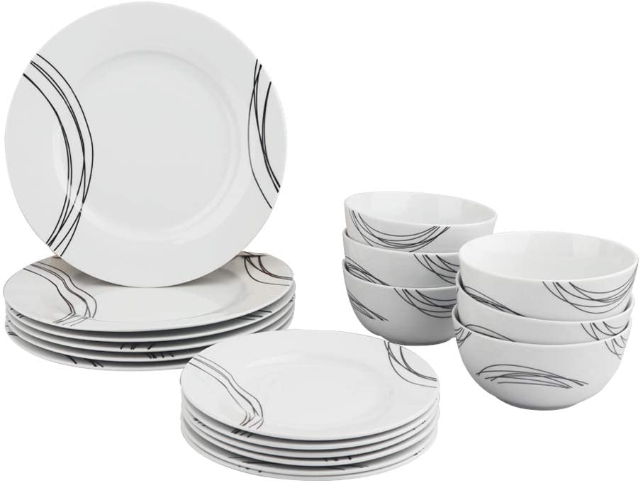 AmazonBasics Amazon Basics - 18-piece tableware set, statement, for 6 people