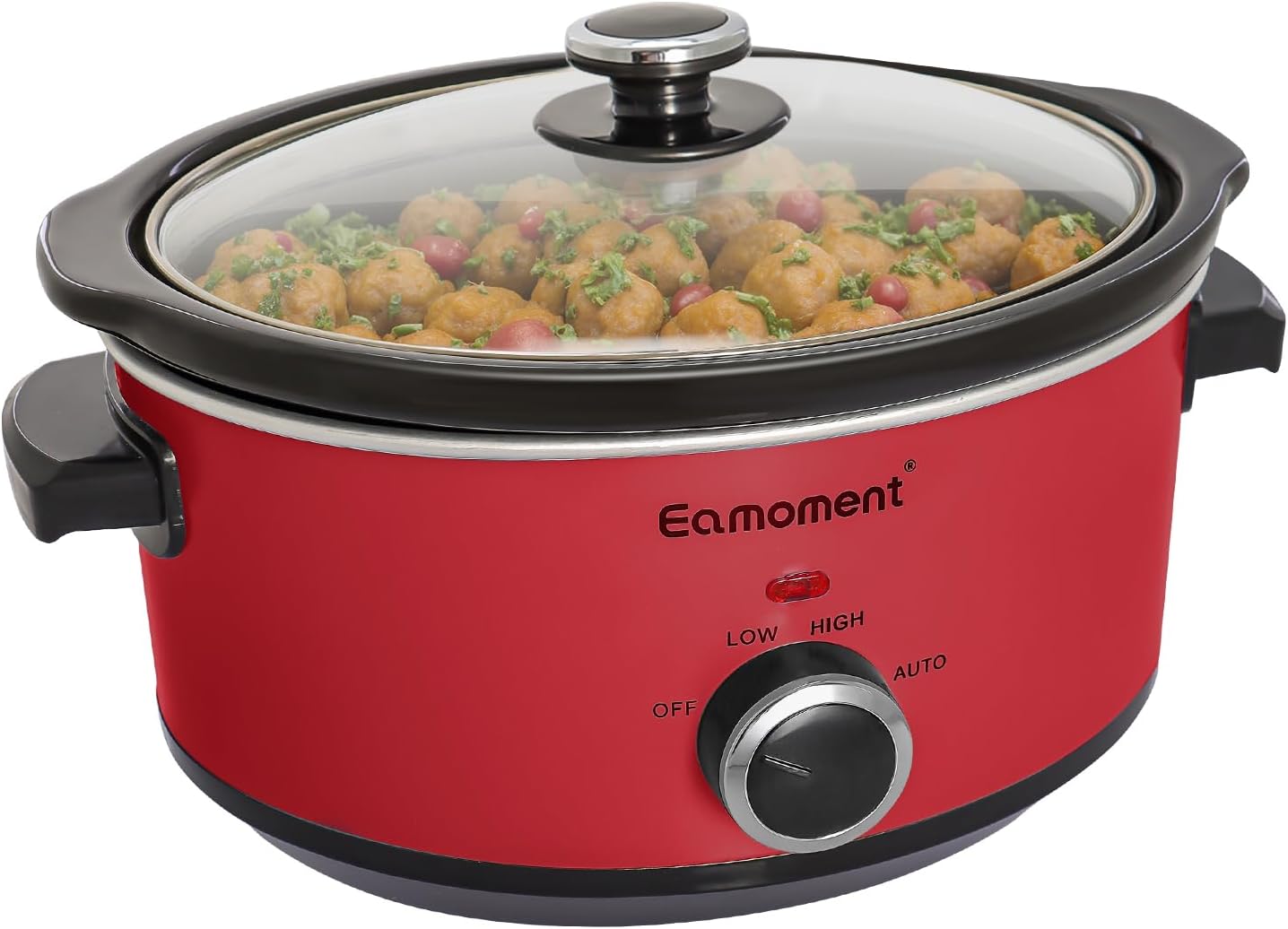Eamoment Slow Cooker, 3.5 Liter Stainless Steel Slow Cooker with Ceramic Pot, Adjustable Temperature, Dishwasher Safe Ceramic Pot and Tempered Glass Lid, 200 W