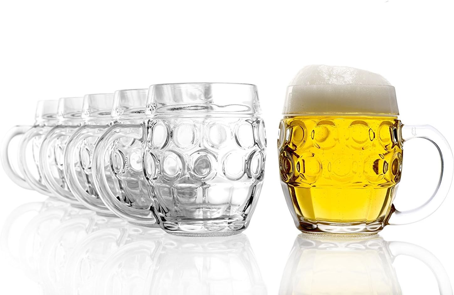 Stölzle Lausitz Stölzle Oberglas Tübinger Eye Pint Glass Ball, 0.5 Litre Jug with Fill Line, Traditional Design, Set of 6, Dishwasher Safe, High Quality