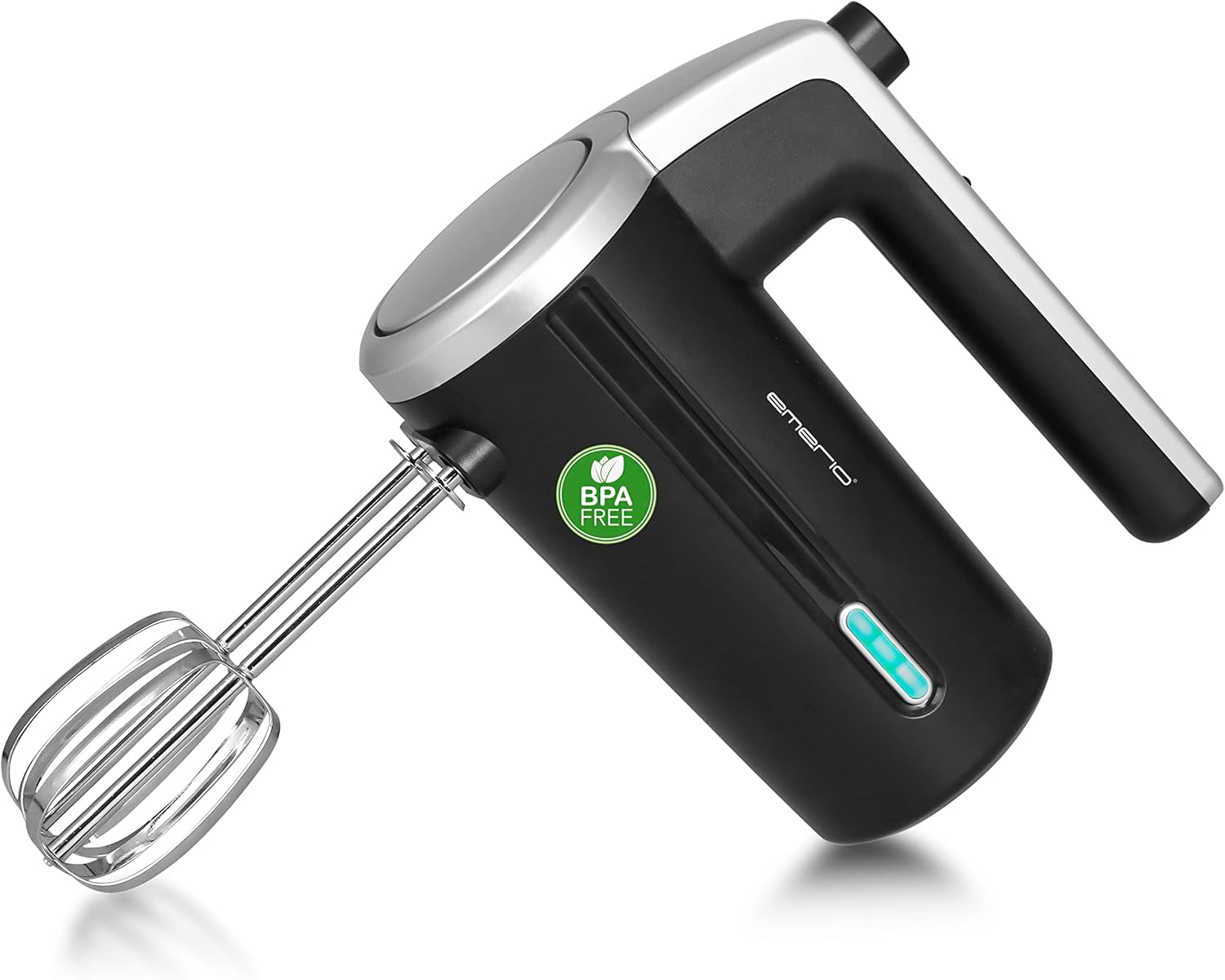 EMERIO HM-126681.1 Wireless Battery Hand Mixer / Stirrer - 2 Stirring Rods - 3 Speeds - 2000 mAh / 7.4 V - BPA Free - Battery Level Indicator - USB Charging Cable - Up to 10 Cycles at 3 Minutes
