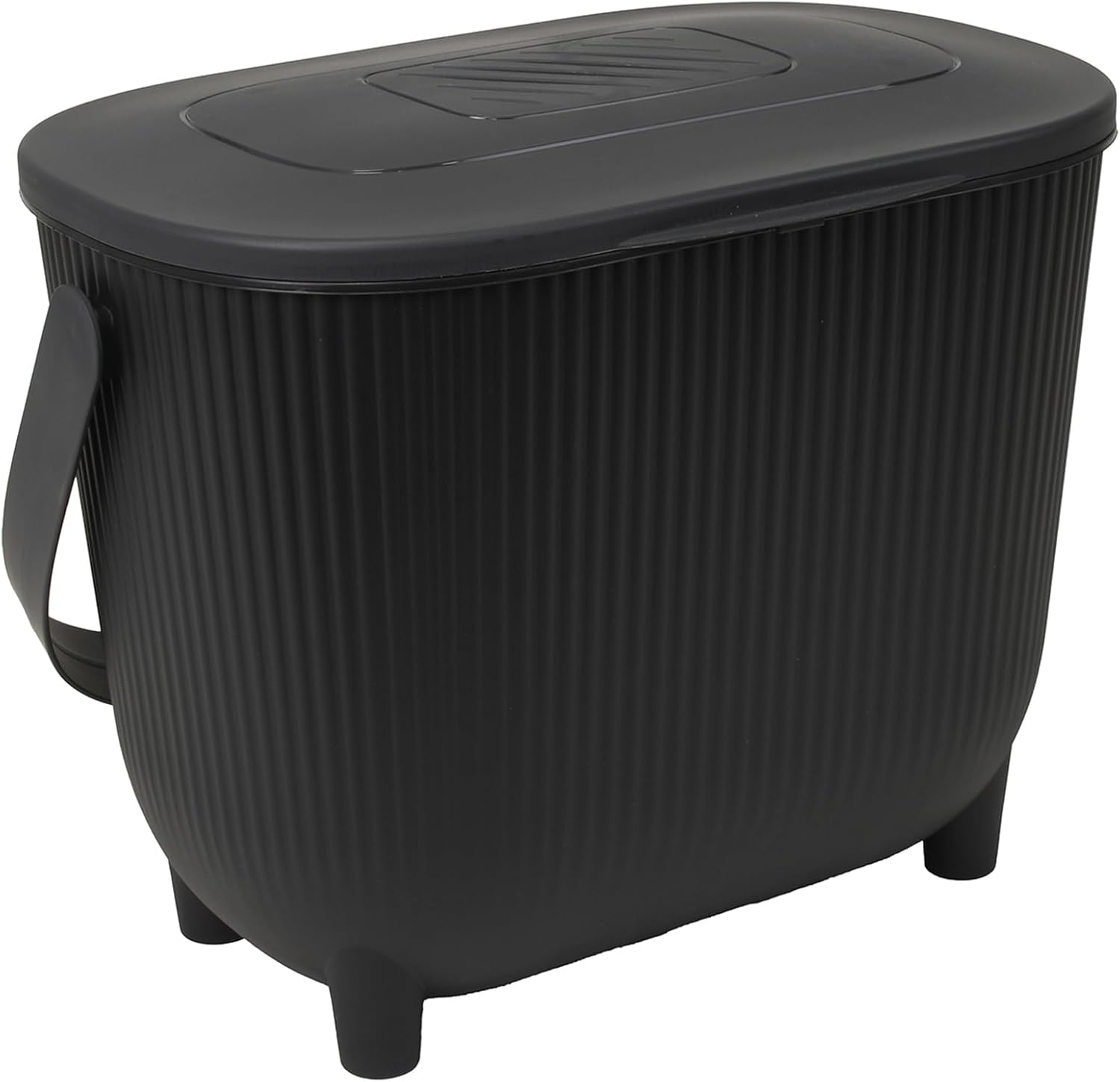 EDA - 10 Litre Compost Bin with Carbon Filter - XXL Opening - Odour Filter - Modern Design - Black