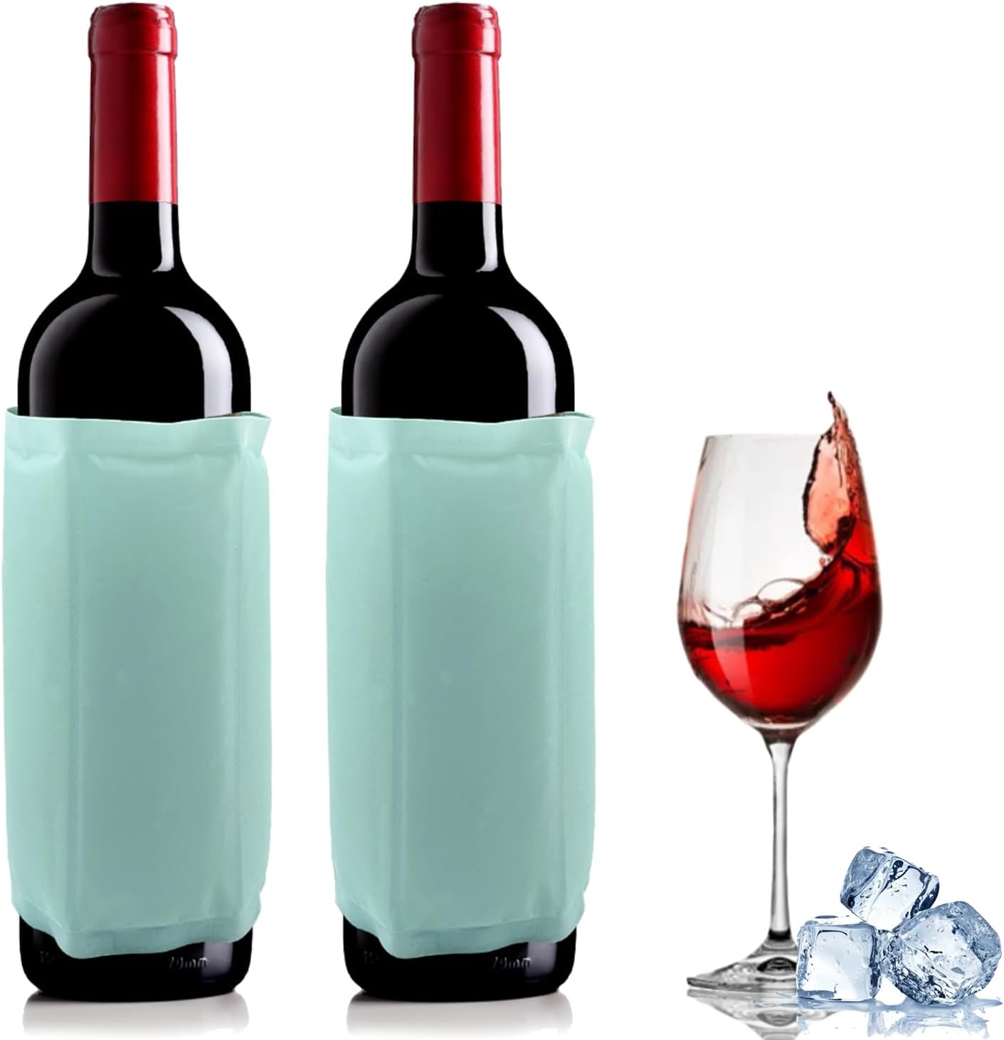 2 x Ice Wine Sleeves, Ice Wine Bag, Wine Chiller, Wine Cooler Refrigerator, Wine Bottle Cooler for Red White Champagne or Sparkling Gel Cooling Holder Freestanding Carrier Chilling