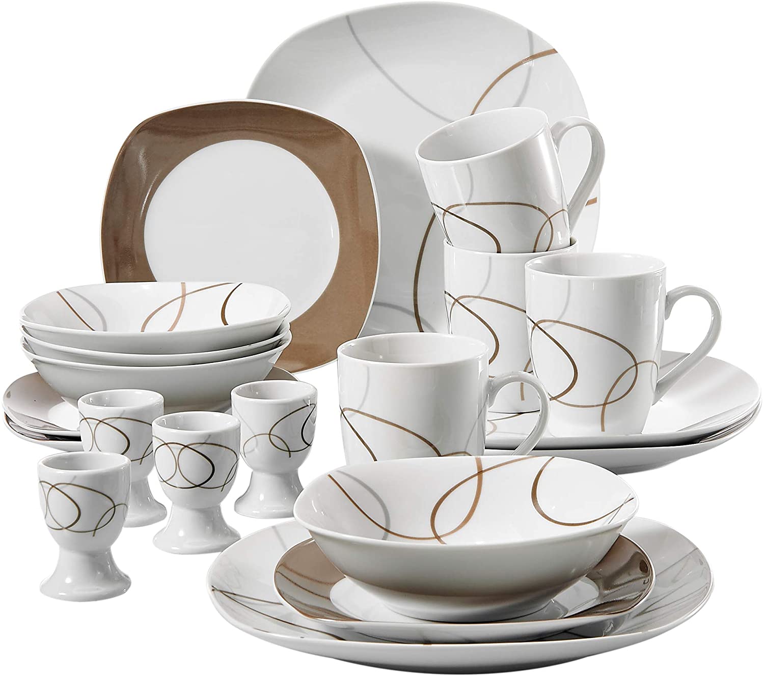 Veweet Aviva Porcelain Dinner Service 30 Pieces / 60 Pieces and Multiple additional products that can be combined with the Aviva Dinner Service