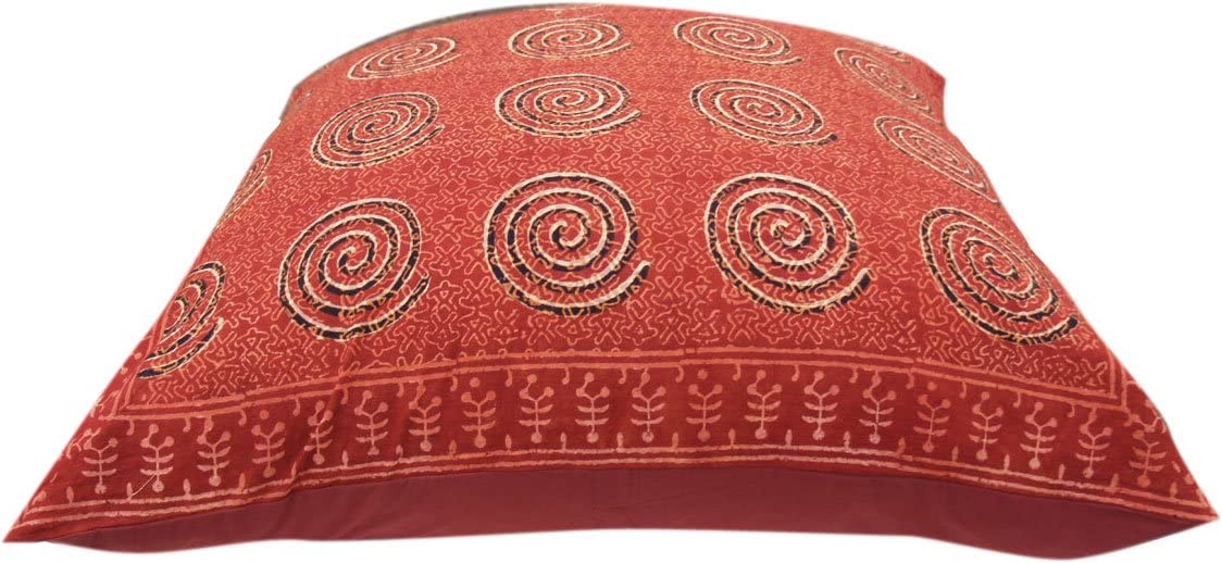 Guru-Shop GURU SHOP XL Cushion Cover Block Print, Ethnic Decorative Cushion Cover with Traditional Design - Pattern 2, Red, Cotton, 80 x 80 cm, Decorative Cushion, Sofa Cushion