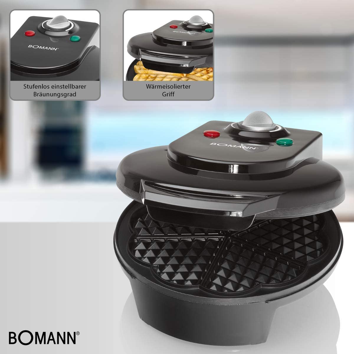 Bomann WA 5018 CB Waffle Iron Black