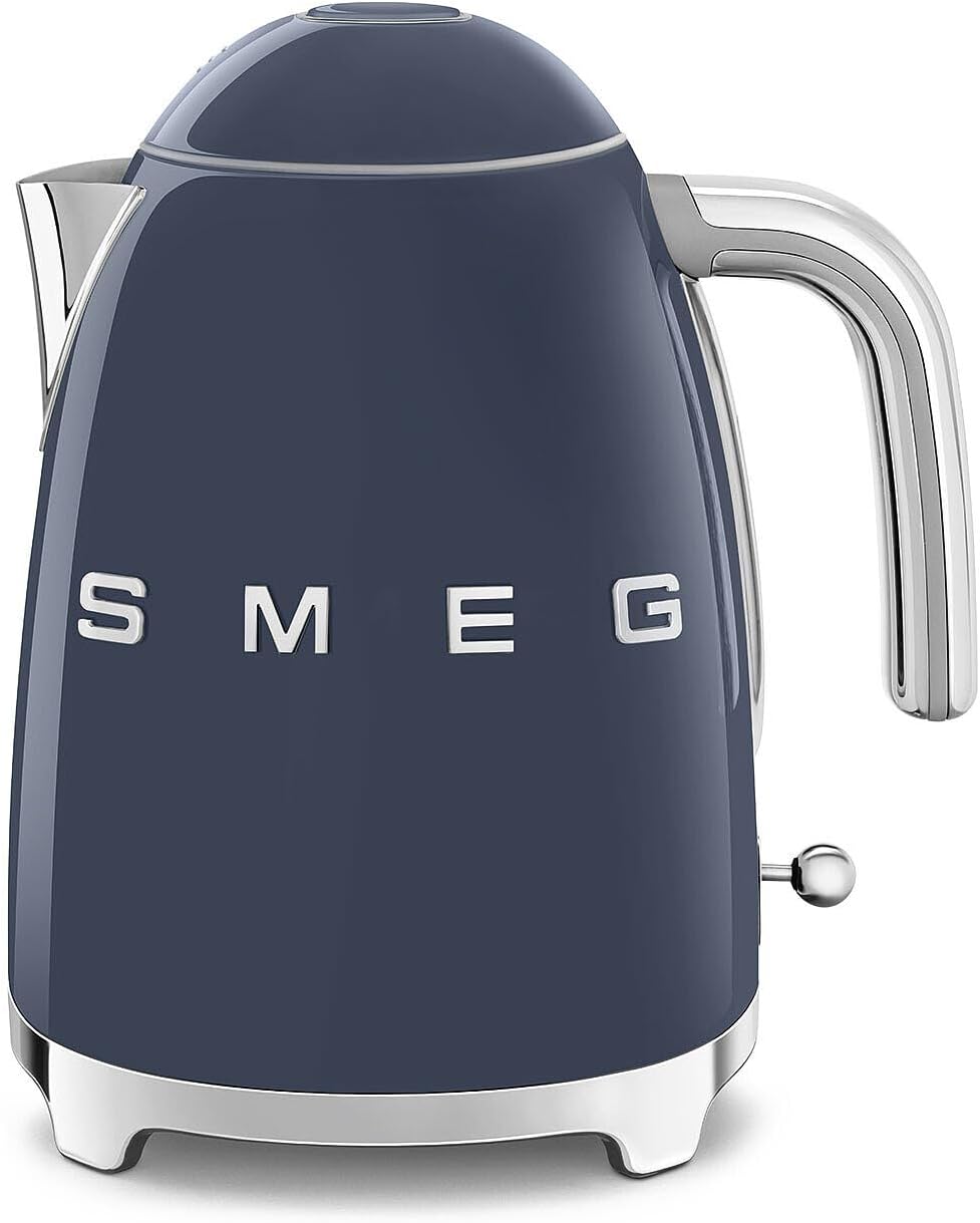 Smeg, KLF03NBEU 1.7L Kettle, Soft-Opening Jug Closure, Removable Stainless Steel Anti-limescale Filter, Automatic Shut-Off at 100°C, Non-Slip Feet, 2400W Power, Navy Blue