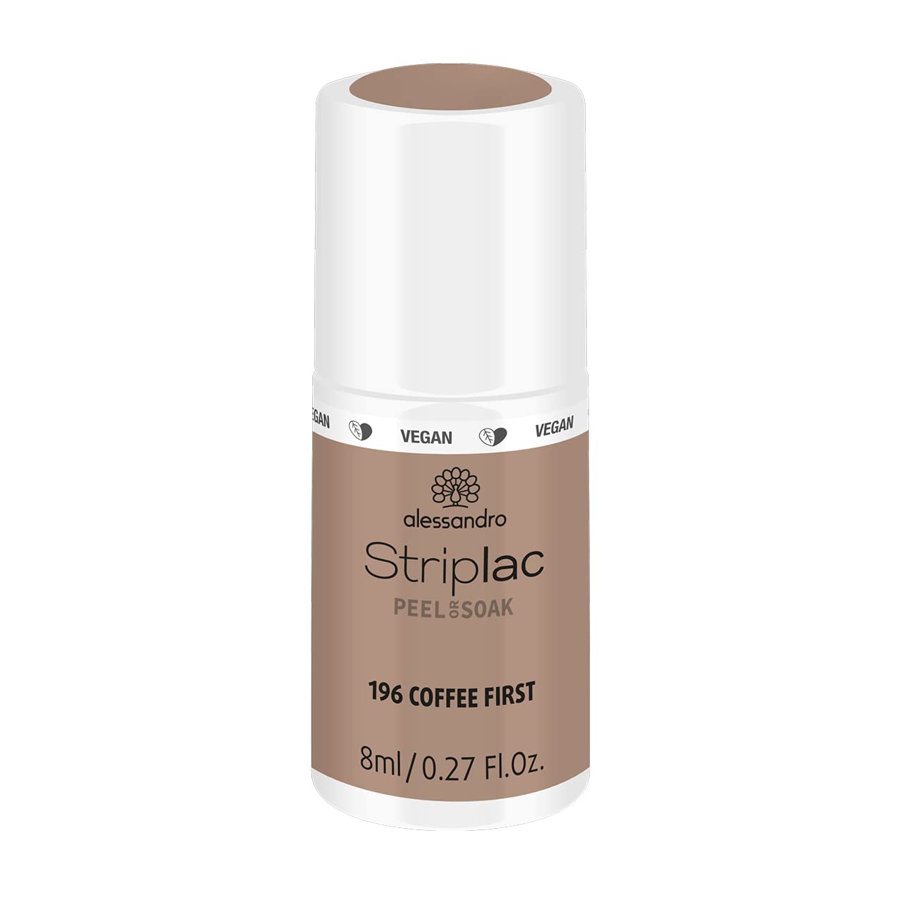 alessandro Striplac Peel or Soak Coffee First - Vegan - LED Nail Polish in Coffee Brown - For Perfect Nails in 15 Minutes, 8 ml, ‎coffee