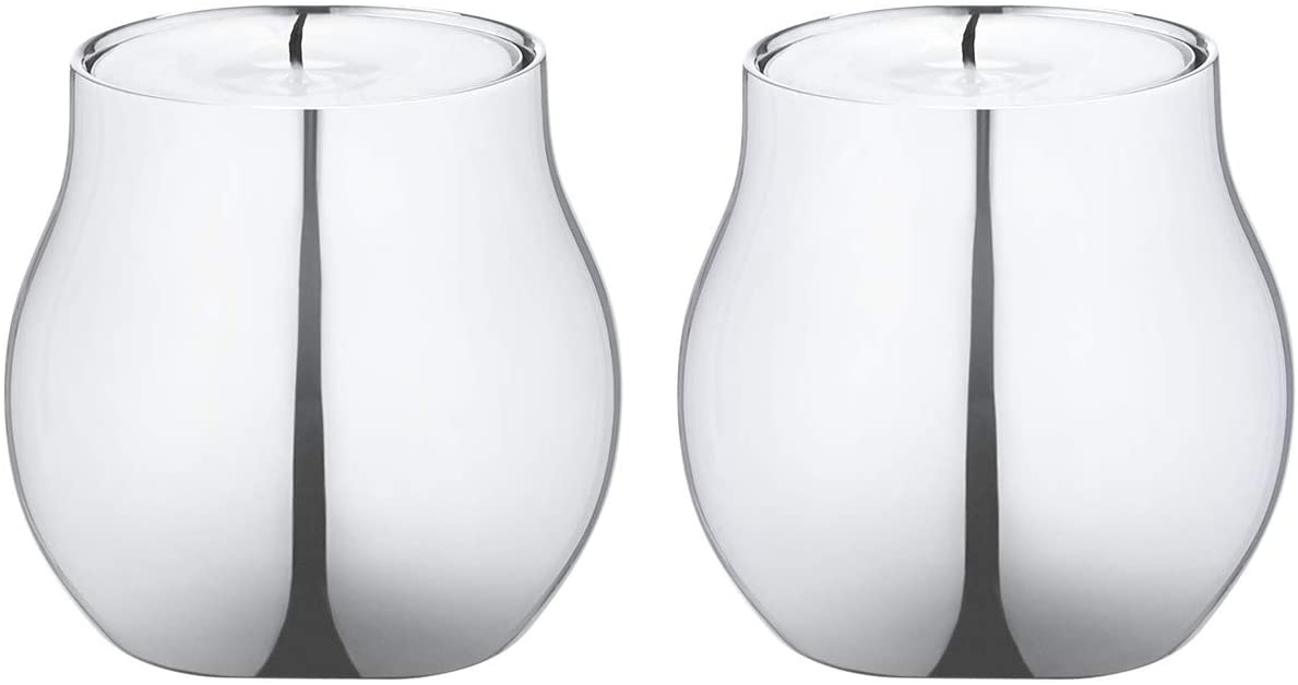 Georg Jensen Cafu Collection 2 Piece Mirror Polished Stainless Steel Tea Light Holder