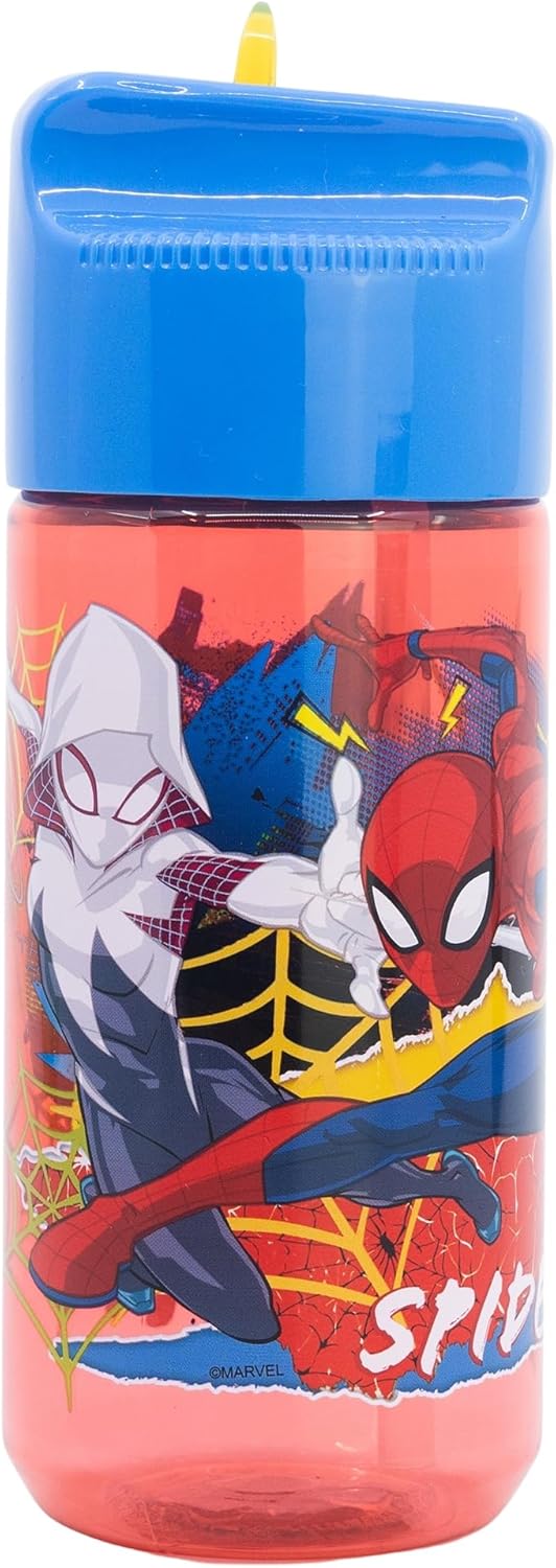 Stor Reusable Water Bottle Made in Ecozen 430ml Spiderman Moving Target