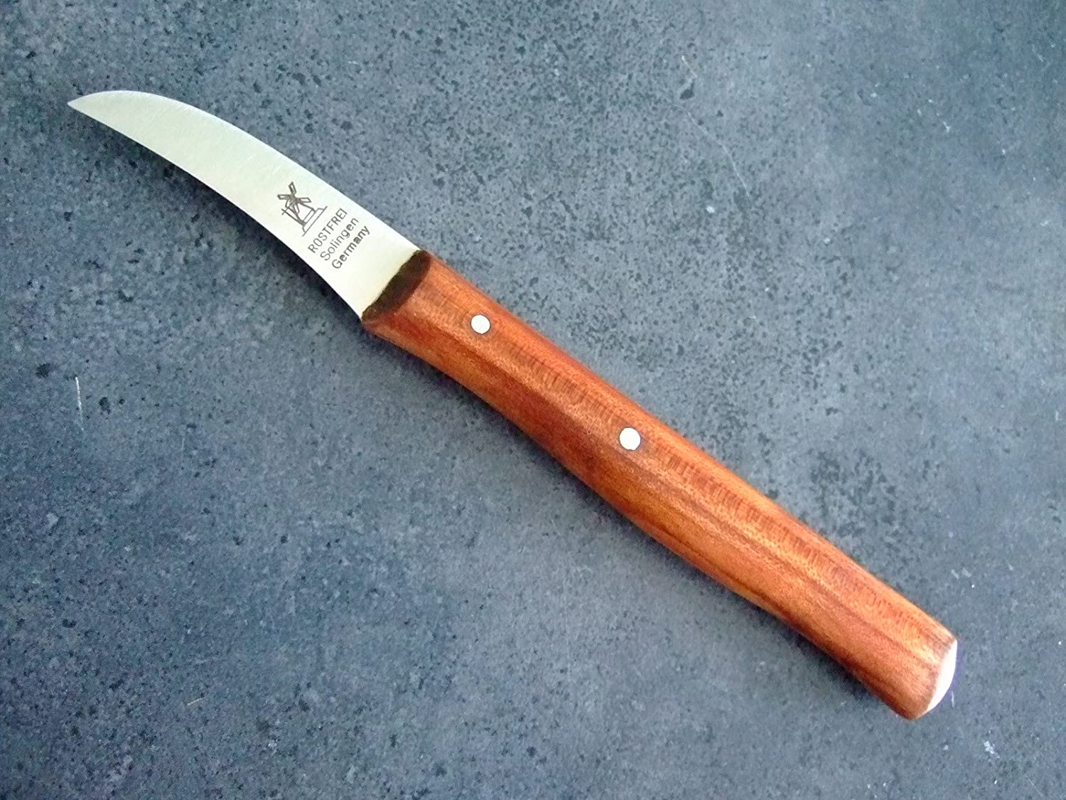 windmühle messer Schälmesser Vogelschnabel, lang, Kirsche, feingepließtet, rostfrei, Klingenlänge: 59mm