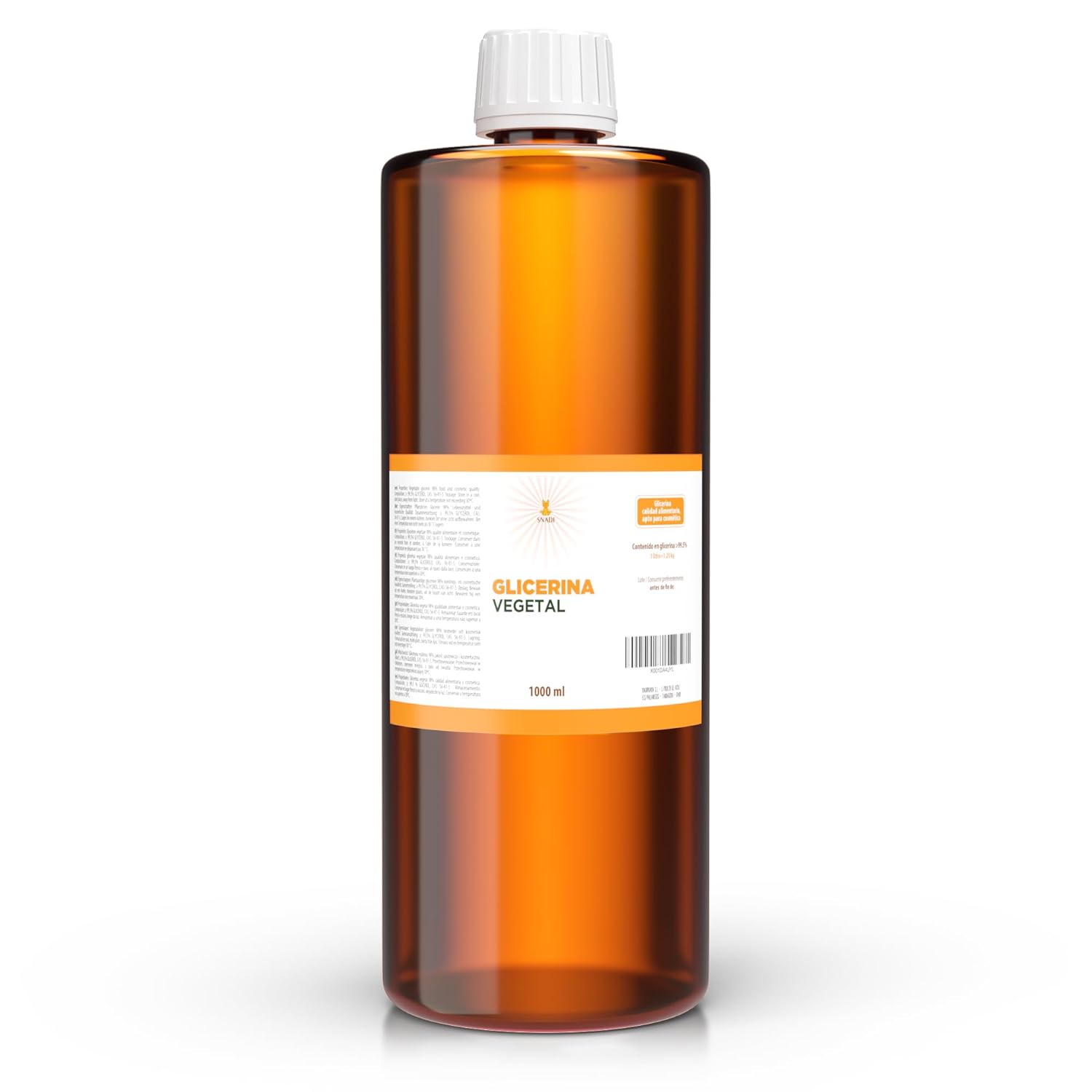 Snadi 1000 ml - Glycerin (USP), Purity +98% (Vegetable Glycerin). Glycerin Skin, Hair, Hands. Natural Glycerin.