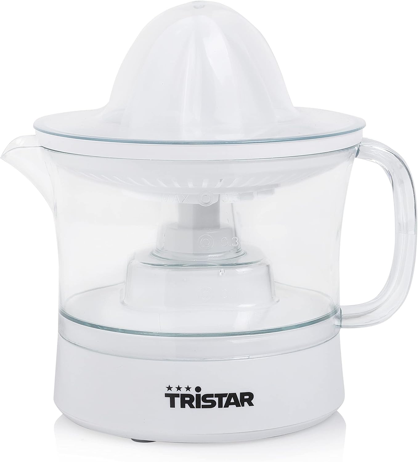 Tristar CP-3005 Citrus Juicer - With Pulp Filter - 2 Press Cone Sizes for Each Citrus Fruit - 500ml Capacity - Removable Container - Non-Slip Feet