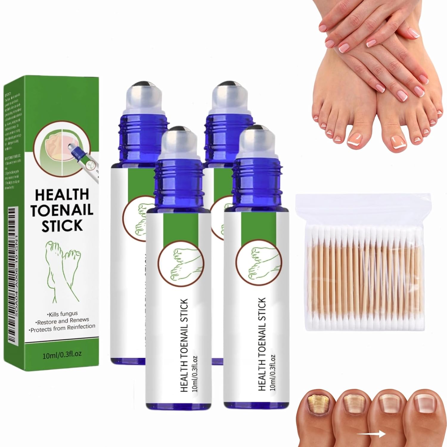 Dewppxi Nailshield Anti-Fungal Stick, Nailshield Anti Fungal Stick, Nail Shield Anti-Fungal Stick Roll-On, Natural Nail Hardener for Damaged Nails - No More Nail Fungal (Pack of 4)