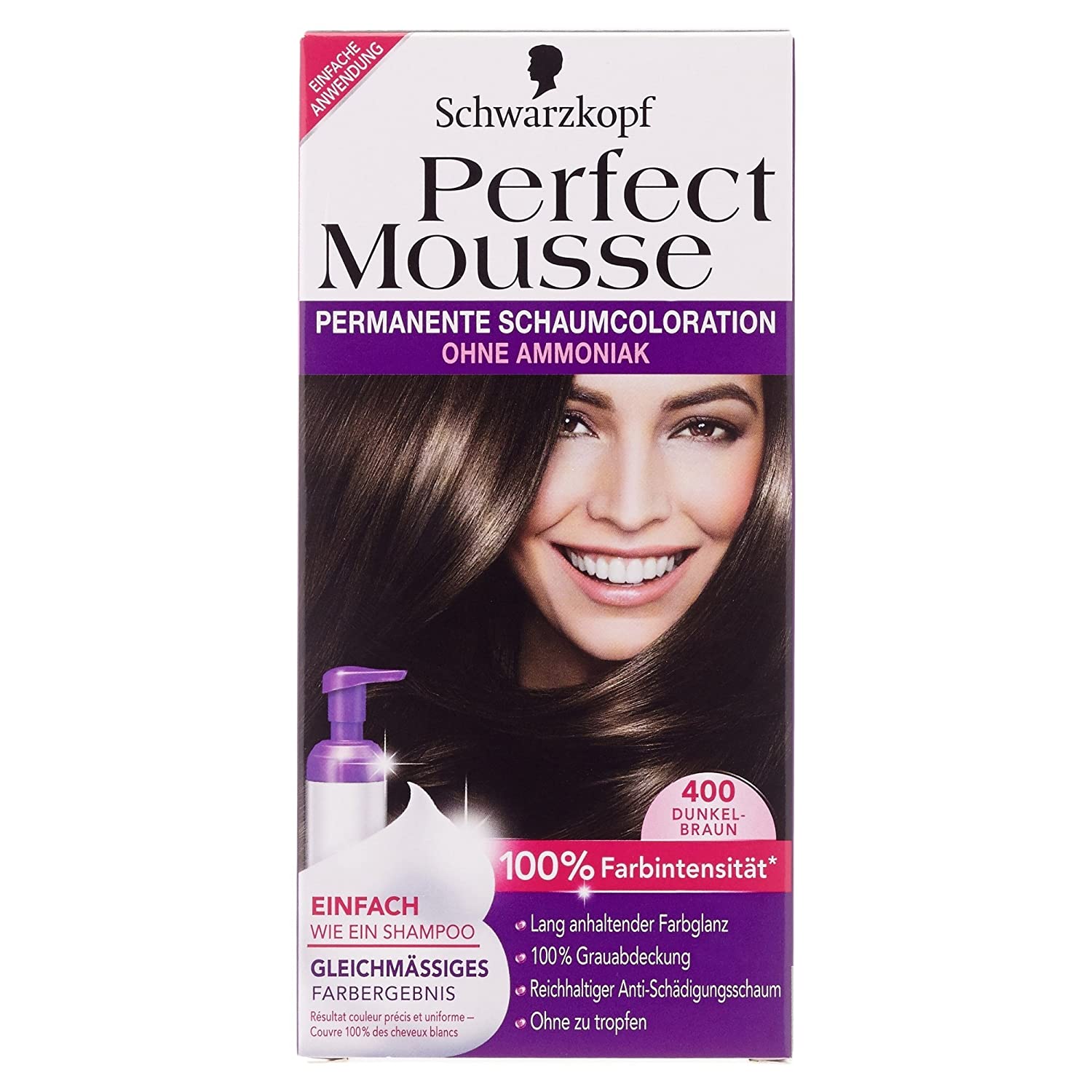 Schwarzkopf Perfect Mousse Coloration level 3, 400 dark brown, 93 ml