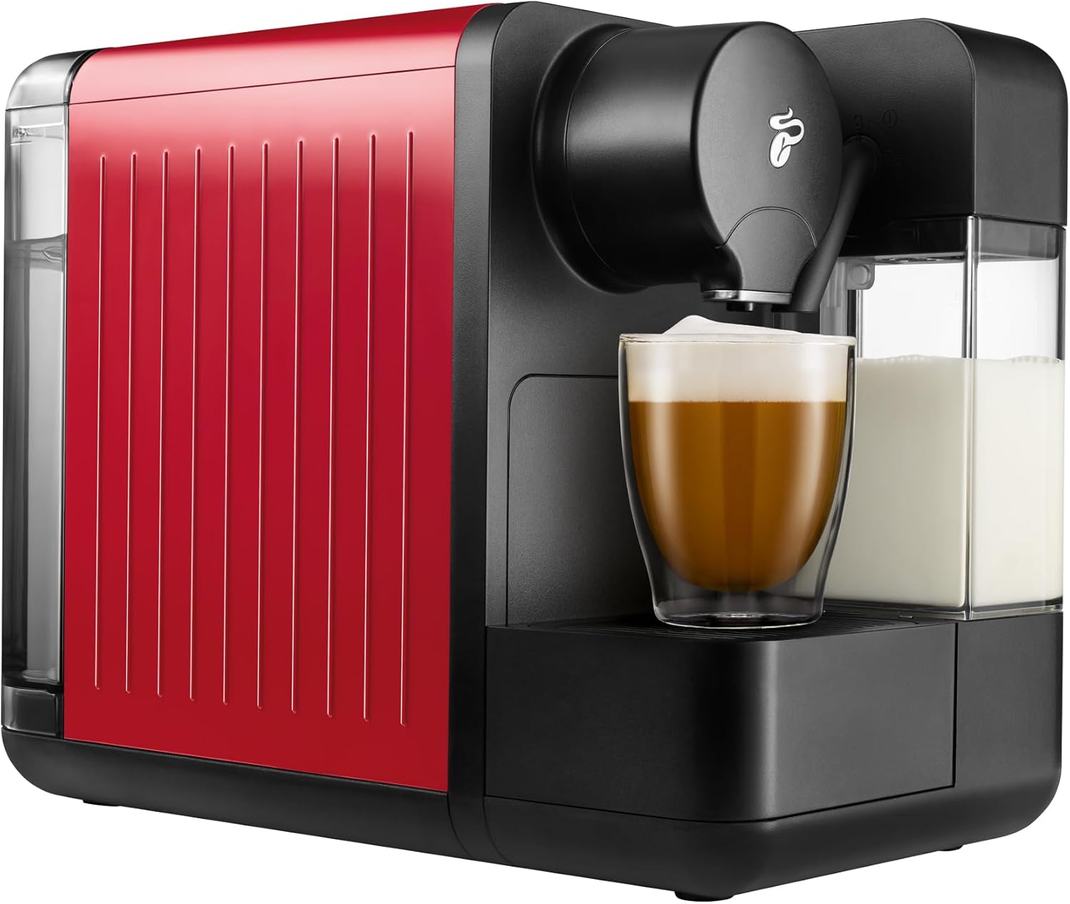 Tchibo Store Tchibo Cafissimo \"milk\" Coffee Machine Capsule Machine for Caffè Crema, Espresso, Coffee and Milk Specialities, Capsule Machine with Milk Frother, at the Touch of a Button (Red)