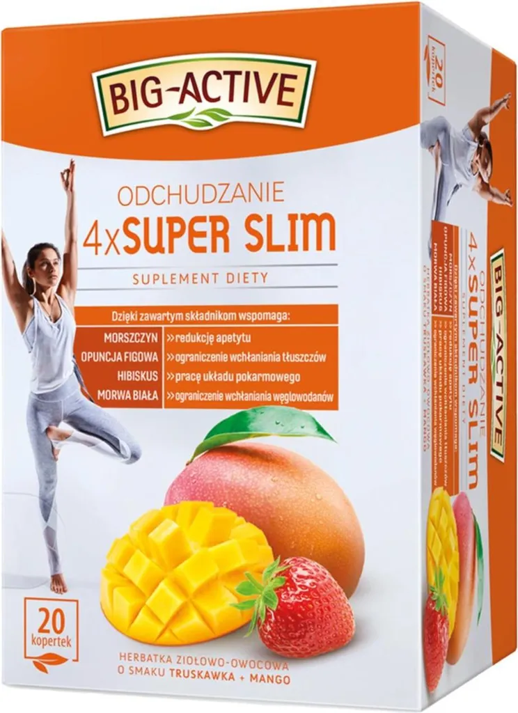 HERBAPOL - LUBLIN S.A. Slimming Tea 20 Tea Bags - Herbal Tea Complex Strawberry Mango - Big-Active, 40 gm