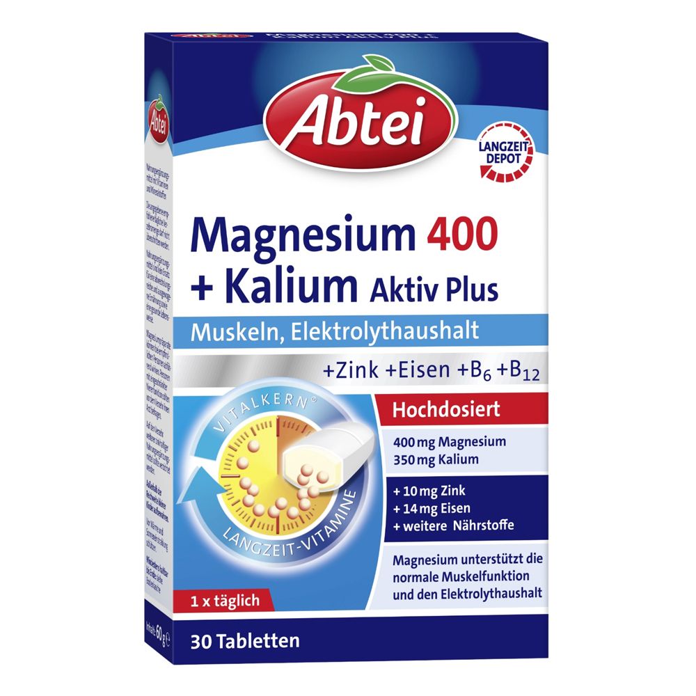 Abtei Magnesium 400 + Potassium Active Plus 30 St