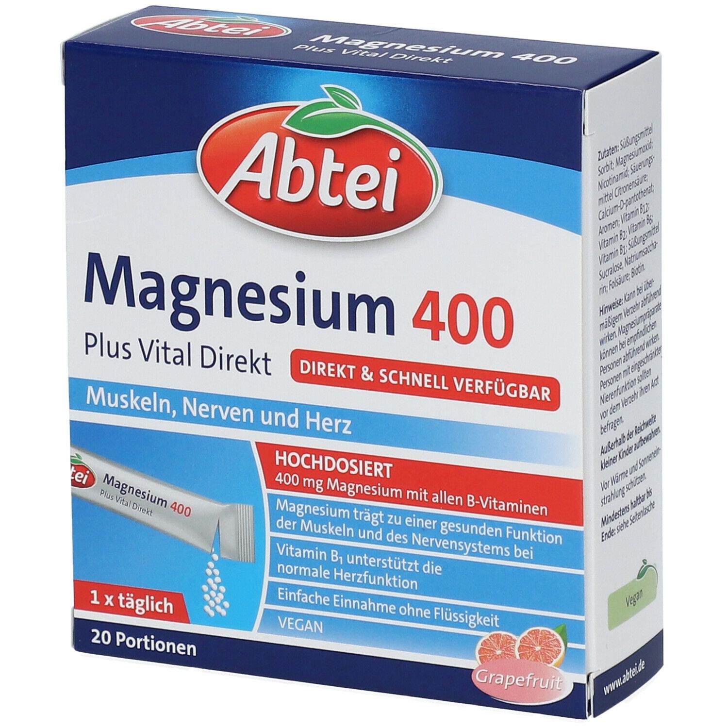 Abtei Magnesium 400 Plus Vital Direct 20 St