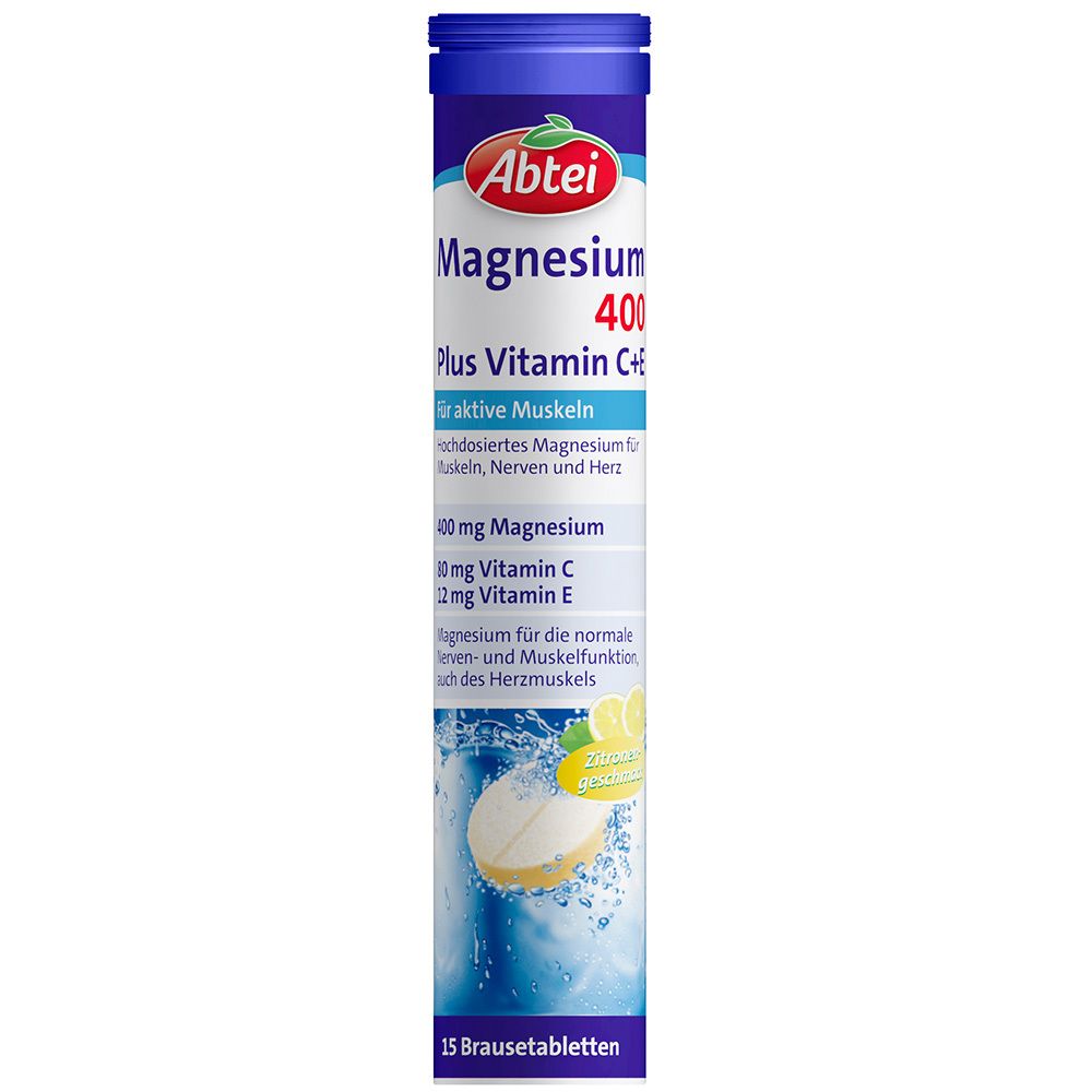 Abtei Magnesium 400 Plus Vitamin C + E Effervescent Tablets 15 St