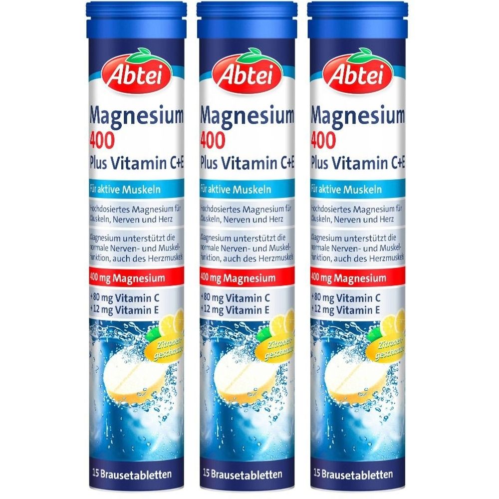 Abtei Magnesium 400 Plus Vitamin C + E Effervescent Tablets, 45 capsules