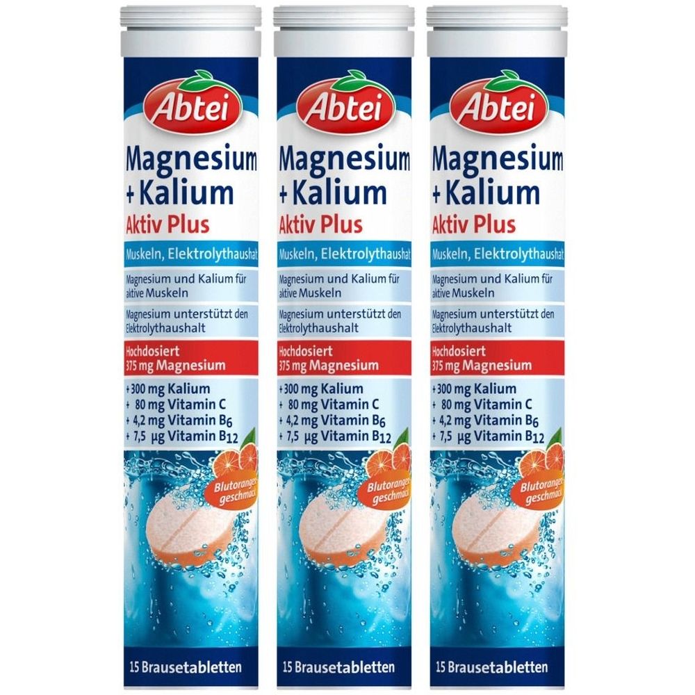 Abtei Magnesium + Potassium Active Plus Effervescent Tablets, 45 capsules
