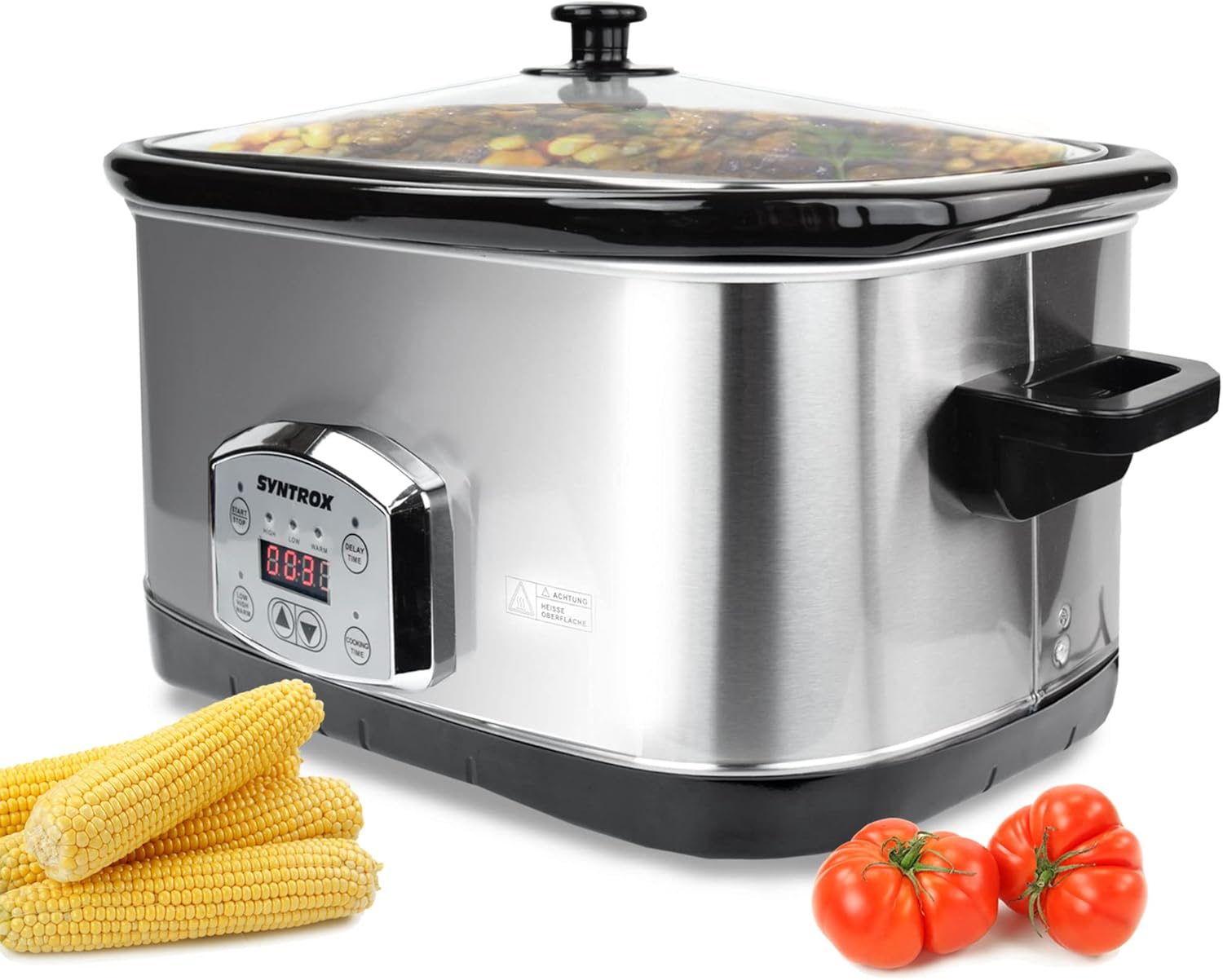 Syntrox Germany Digital Slow Cooker Slow Cooker 7.5 L with 3 Heat Settings, Timer and Warming Function - Power 320 Watt