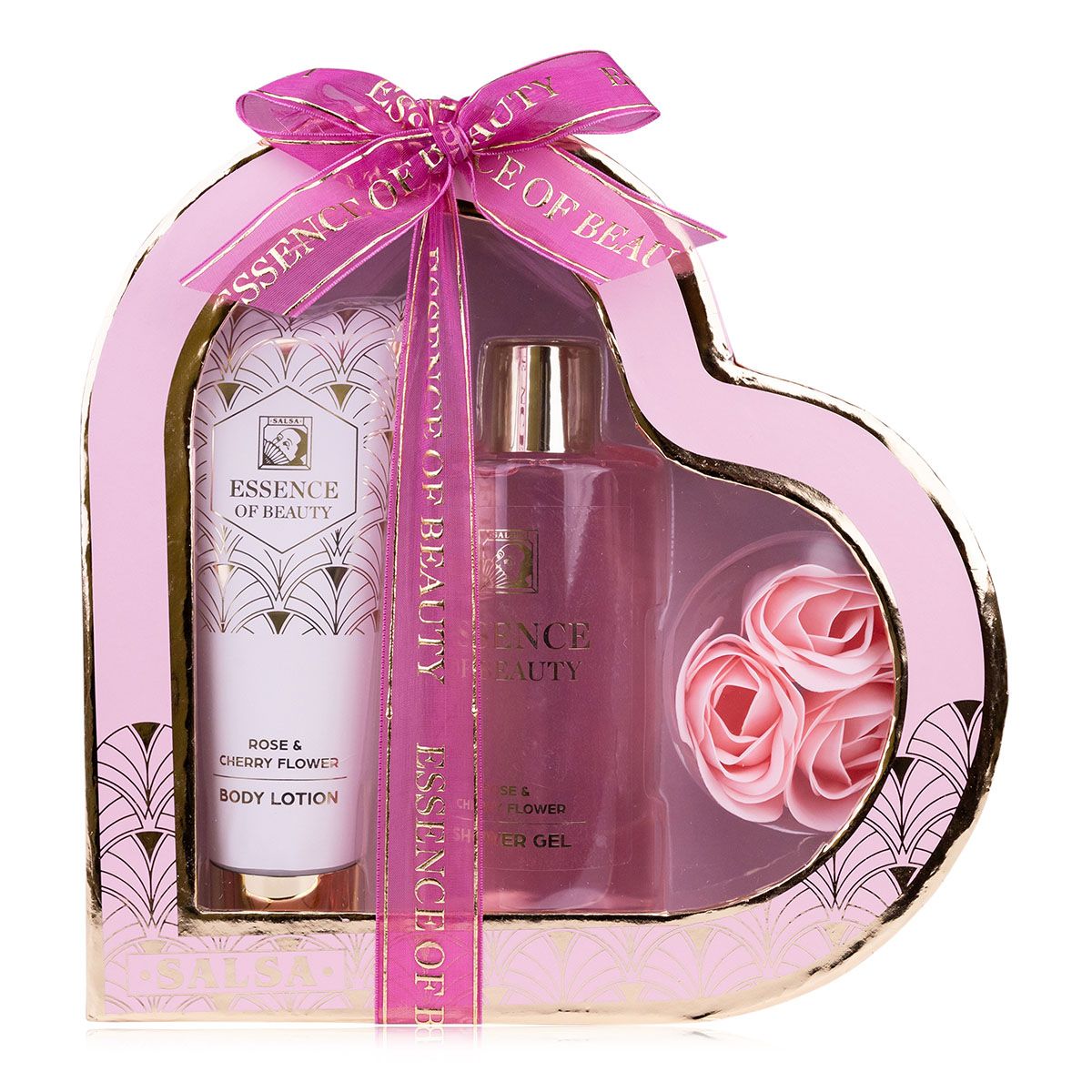 Accentra Bath Set Essence of Beauty Rose & Cherry Flower Gift Set, 440 ml