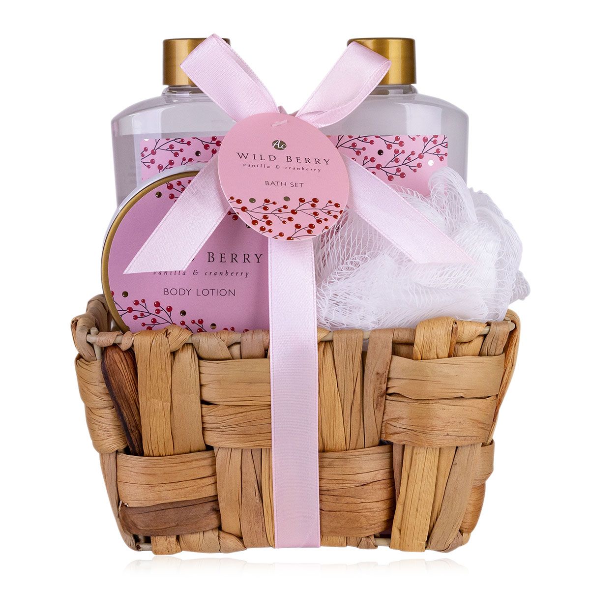 accentra Gift Set Bath Set Care Set in Basket Wild Berry Gift Idea