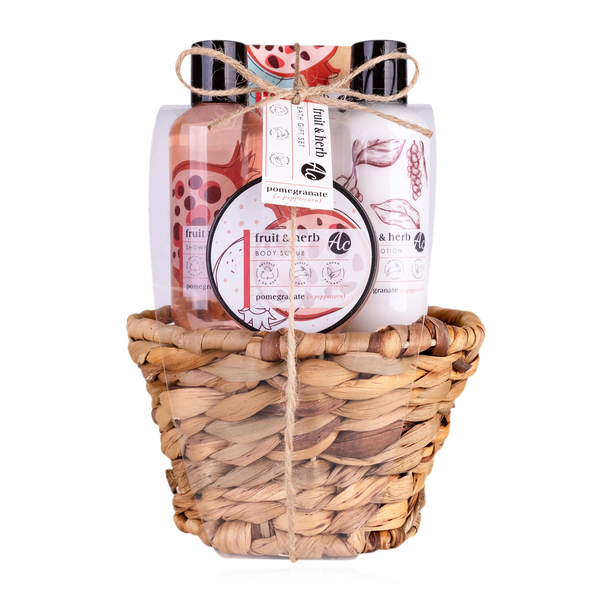 accentra Gift Set Bath Set Care Set Seagrass Basket Pomegranate Gift Idea