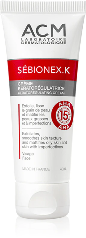ACM Sébionex K protective matte cream for oily skin with blemishes with AHA