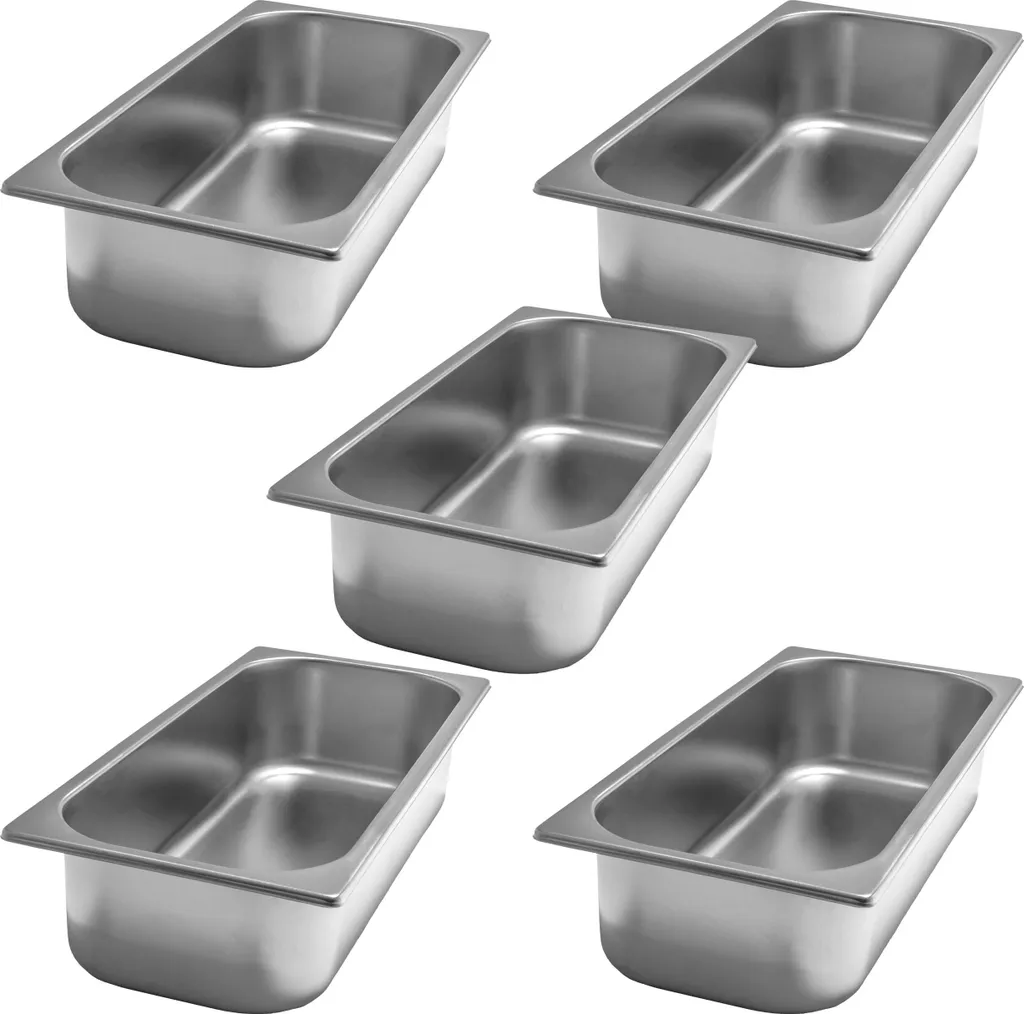 AcMax 5-piece ice cream container, ice cream counter, ice cream display case, ice cream pan, 360x165x80mm stainless steel, ice cream machine