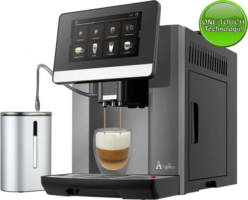 Acopino fully automatic coffee machine with milk system for perfect coffee enjoyment Barletta Anthracite
