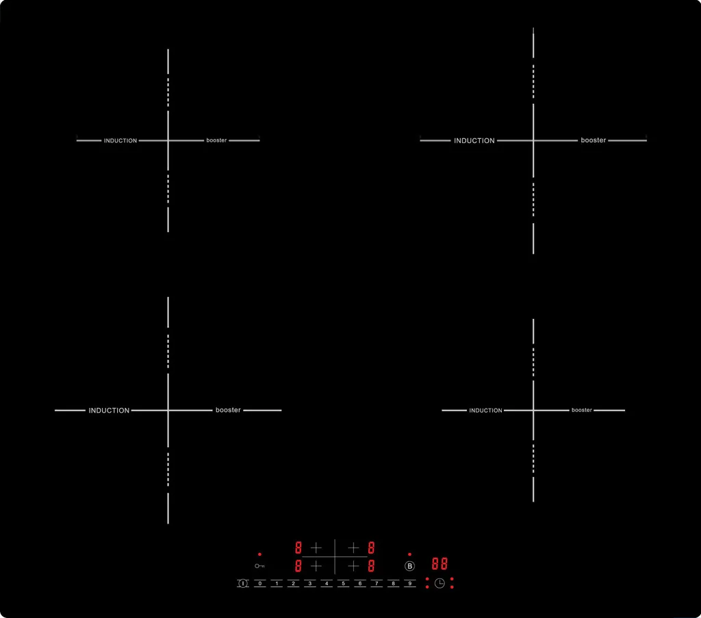 Acopino KMI4 induction hob 60 cm – self-sufficient, 4 zones, booster & timer